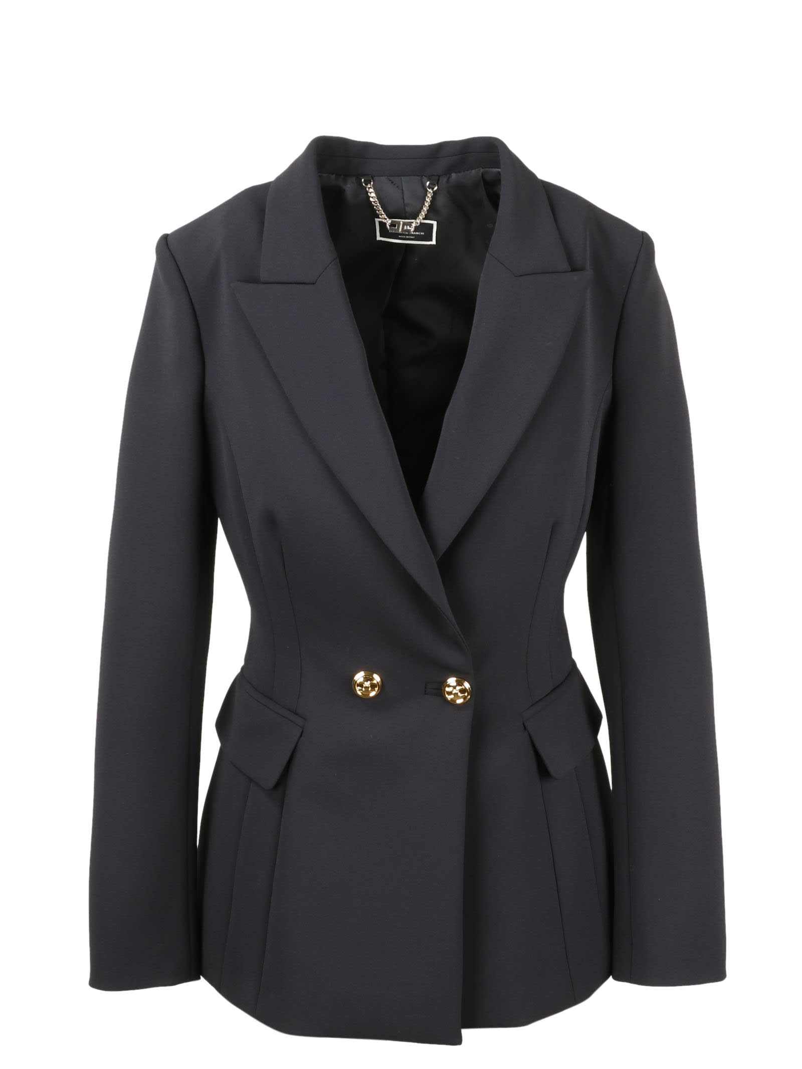 Elisabetta Franchi Double Breasted Blazer With Clamp