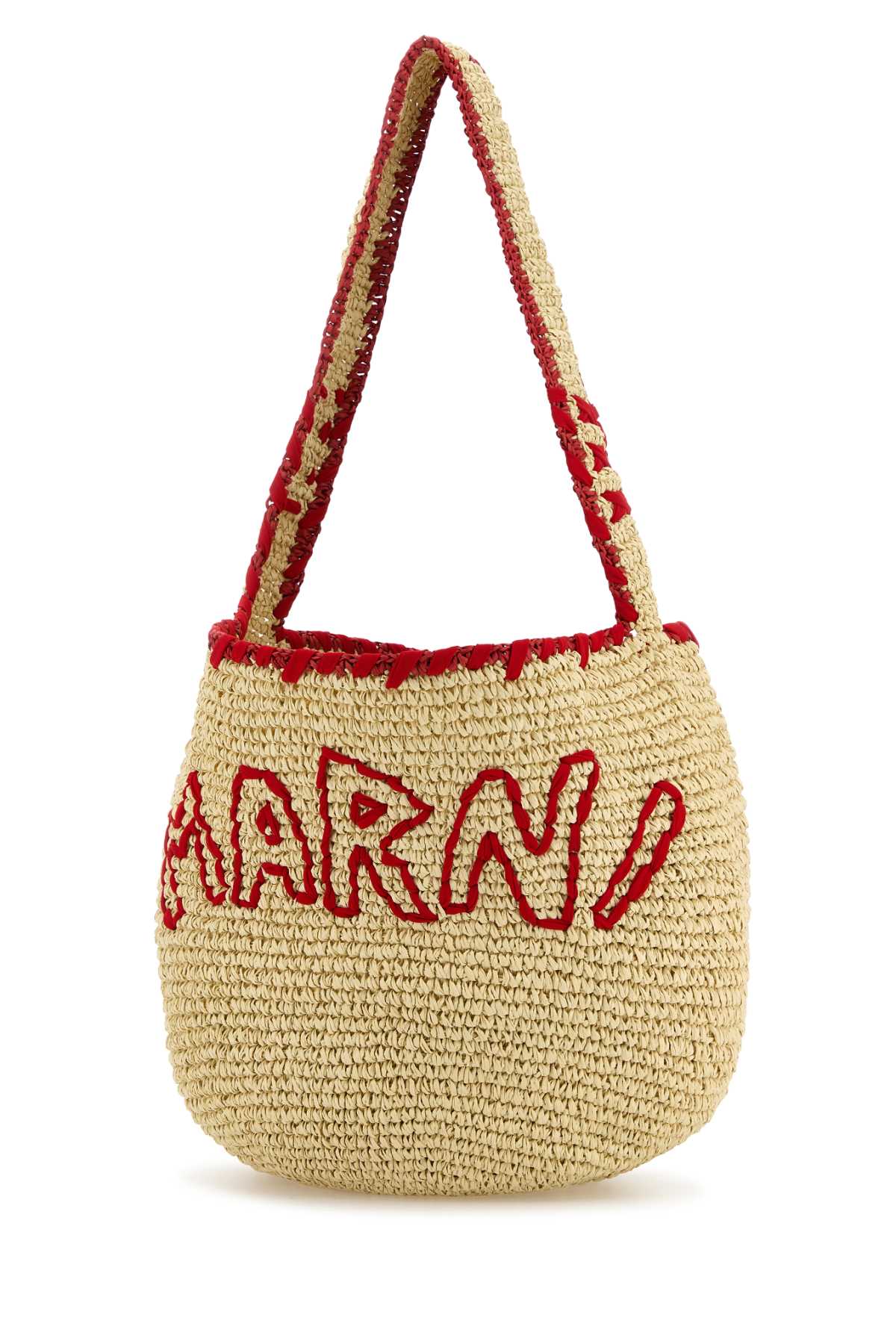 Marni Woven Shoulder Bag With Rounded Shape In Neutral