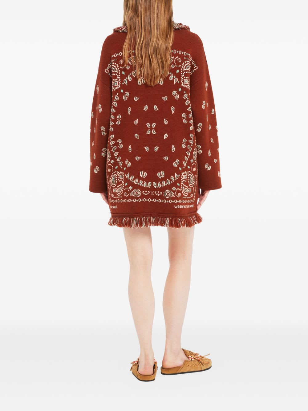 Alanui Bandana Jacquard Cashmere Cardigan In Brown