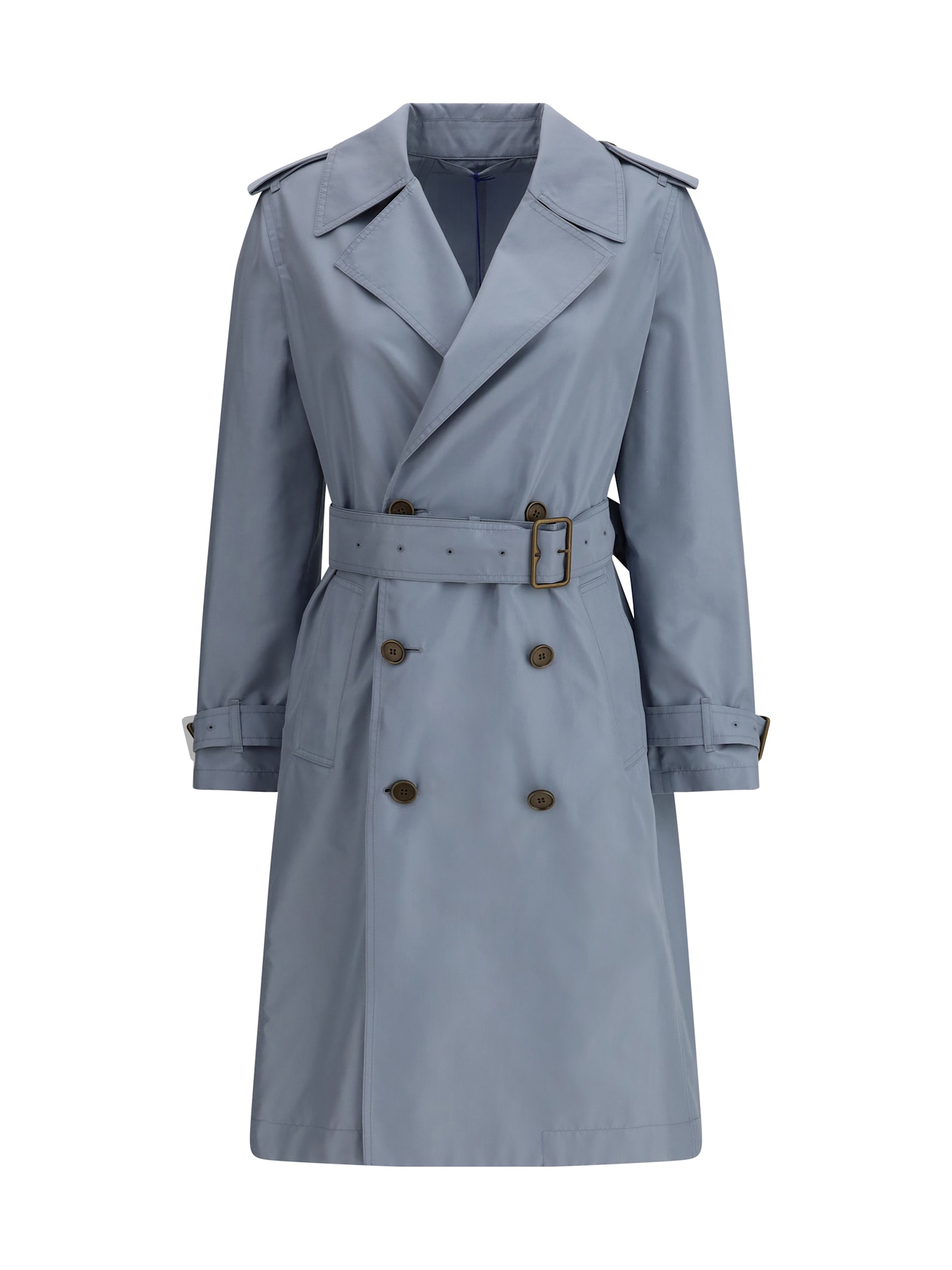Shop Burberry Silk Long Trench Coat