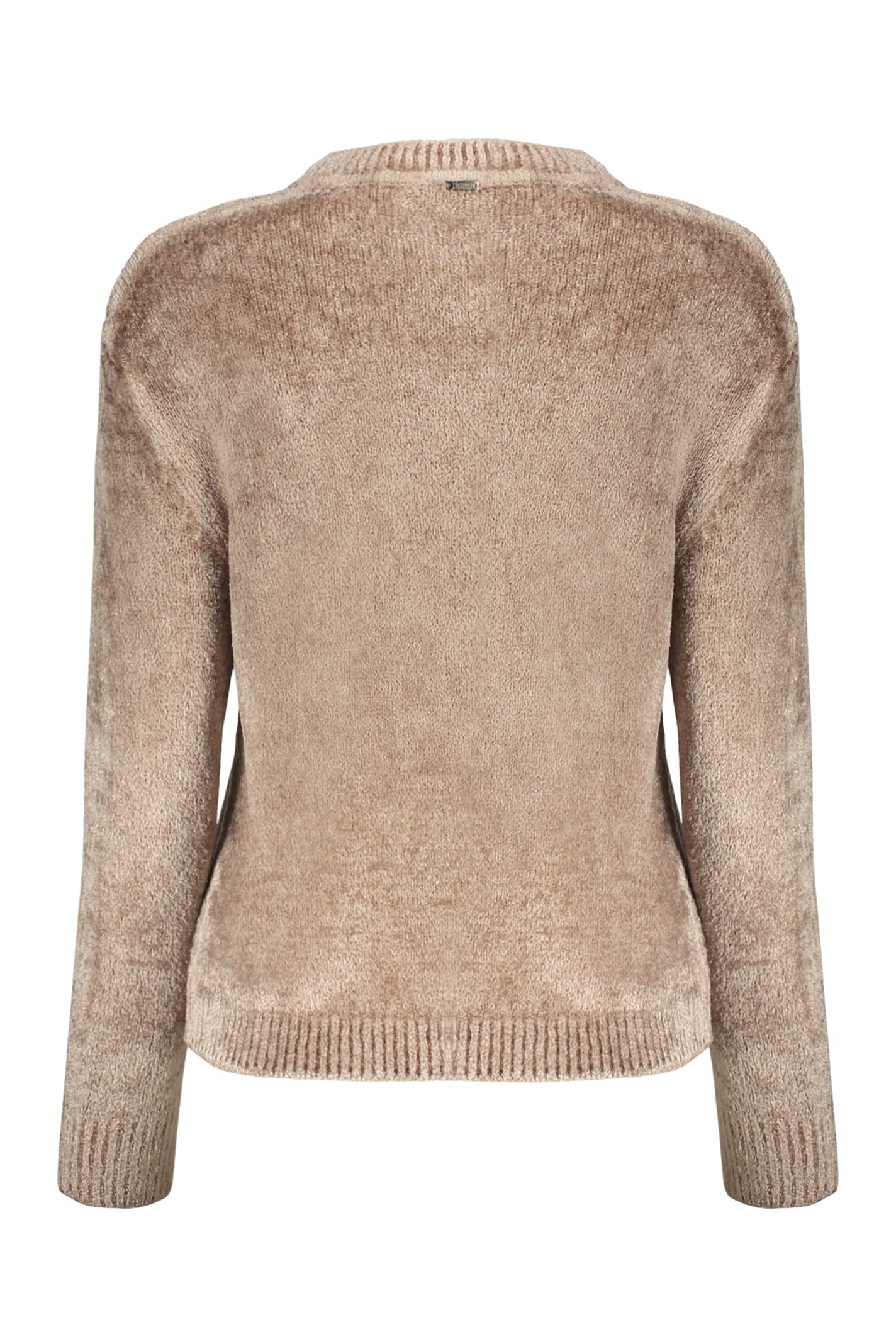 Herno Soft Beige Sweater With A Round Neckline In Brown