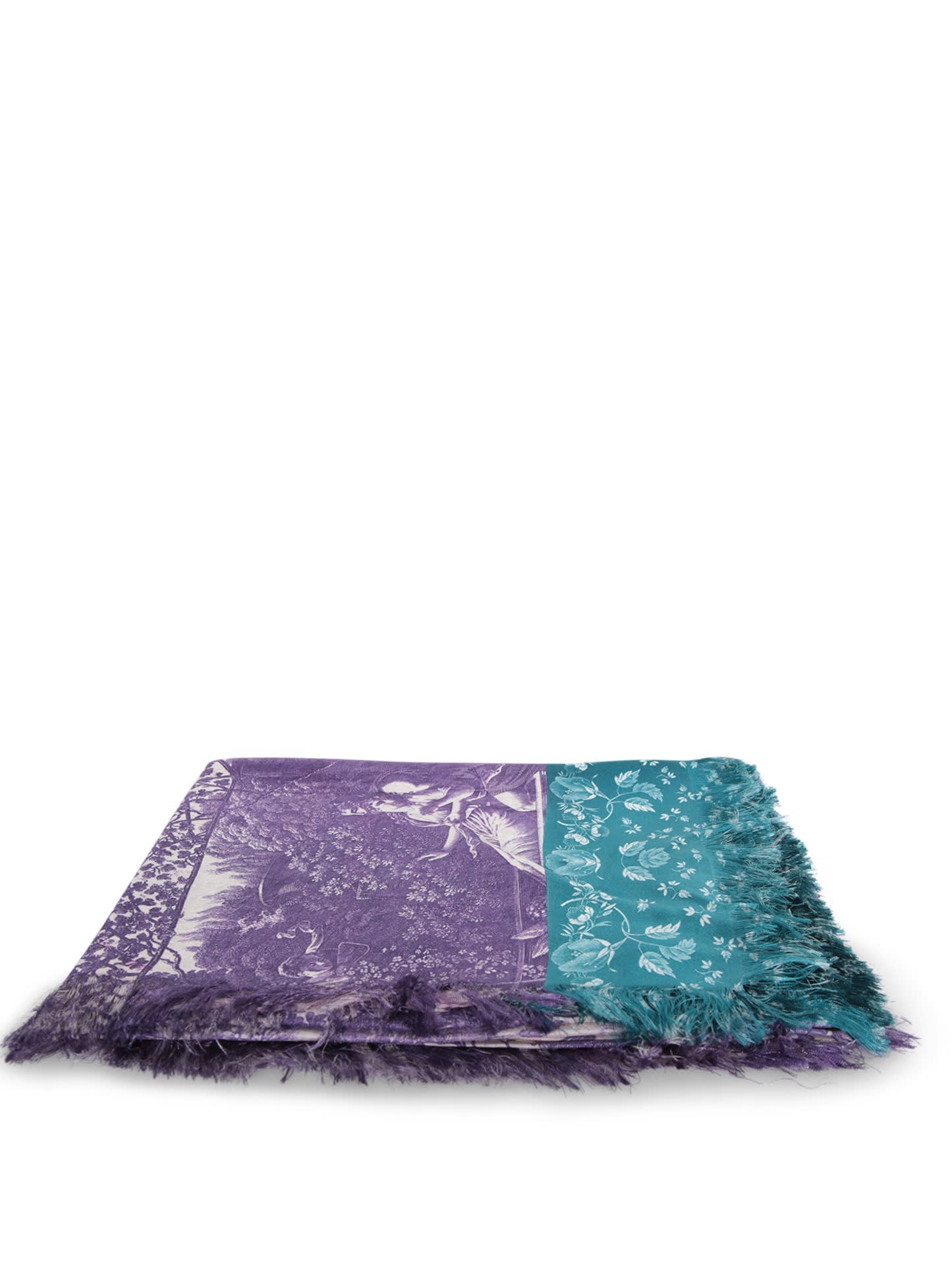 Shop Pierre-louis Mascia Aloe Multicolor Purple Scarf