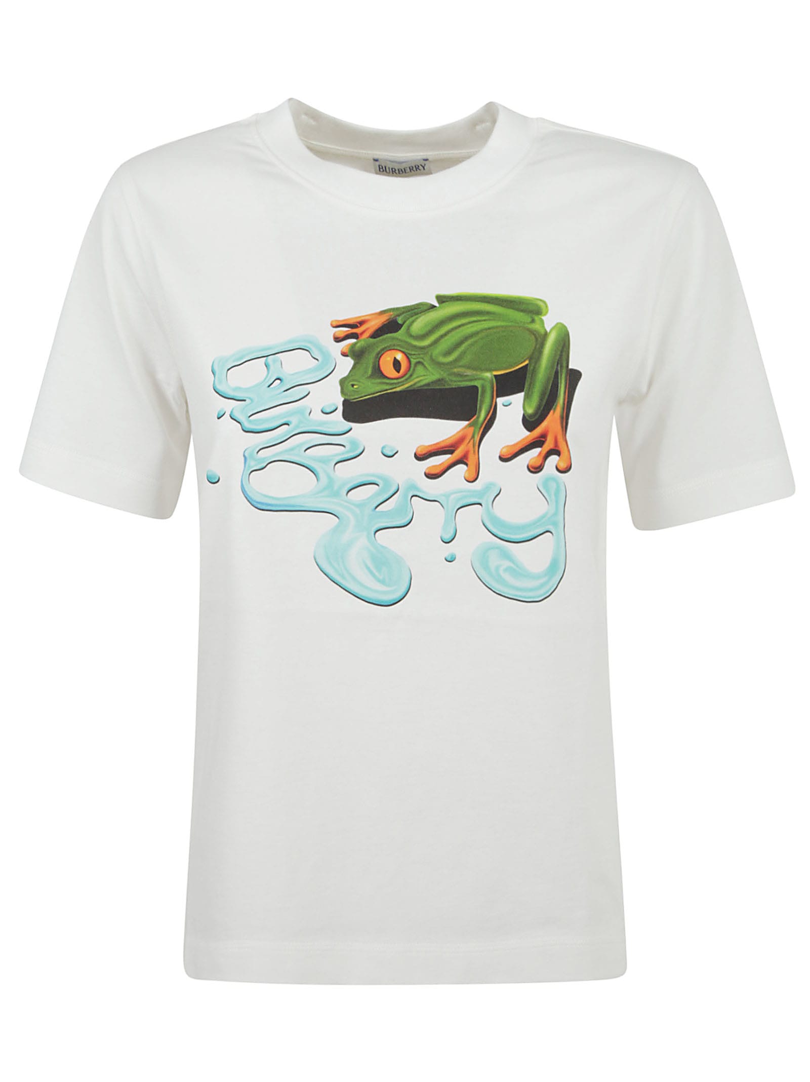 Shop Burberry Logo Frog T-shirt In Salt