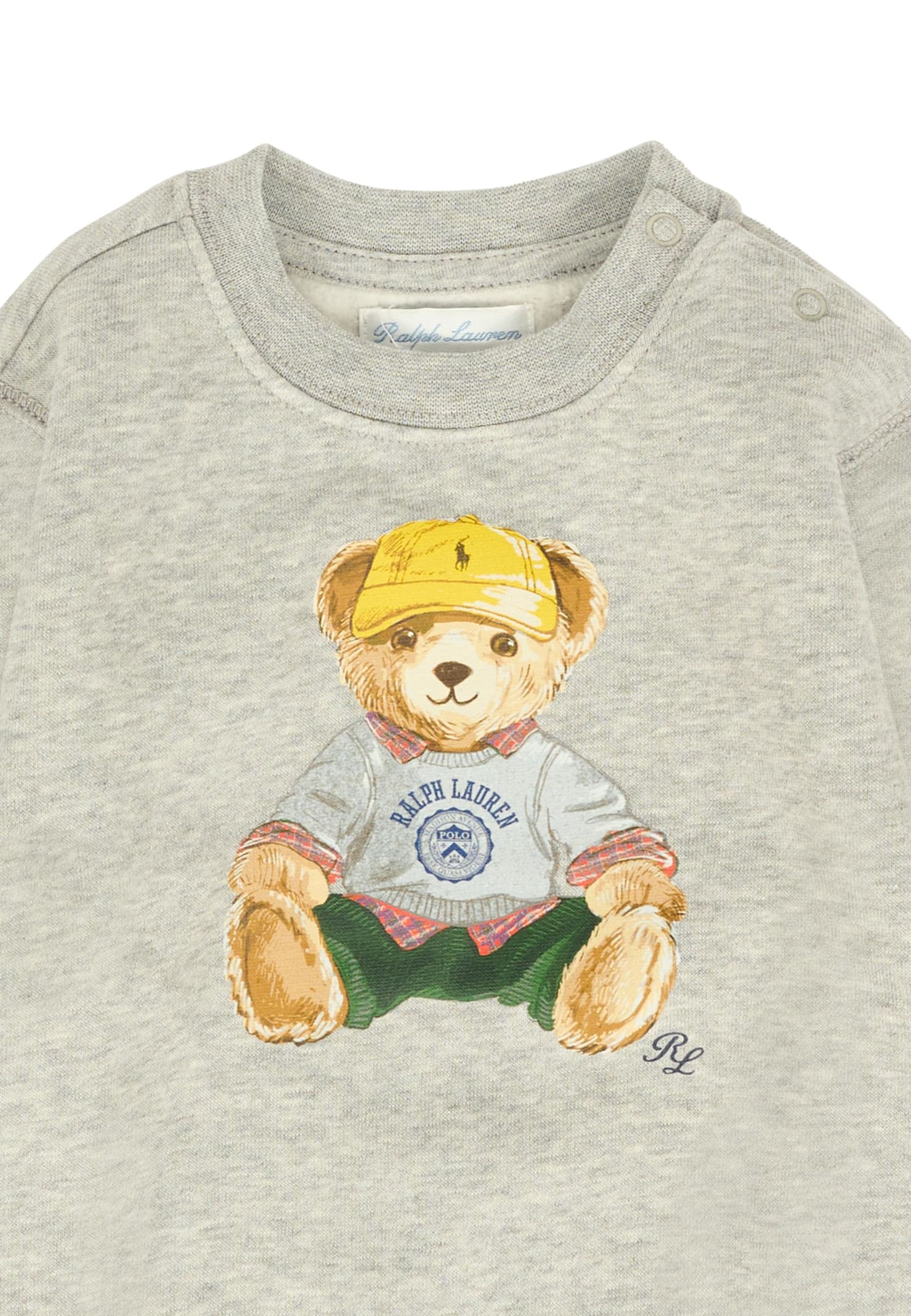 Ralph Lauren Grey Sweatshirt For Baby Boy With Logo In Gray