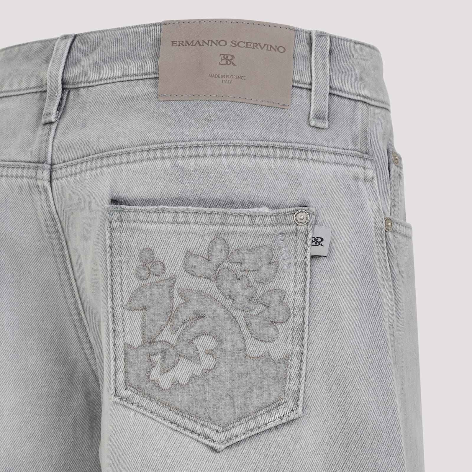 Ermanno Scervino High-waisted Wide-leg Jeans With Embroidered Detailing In Gray