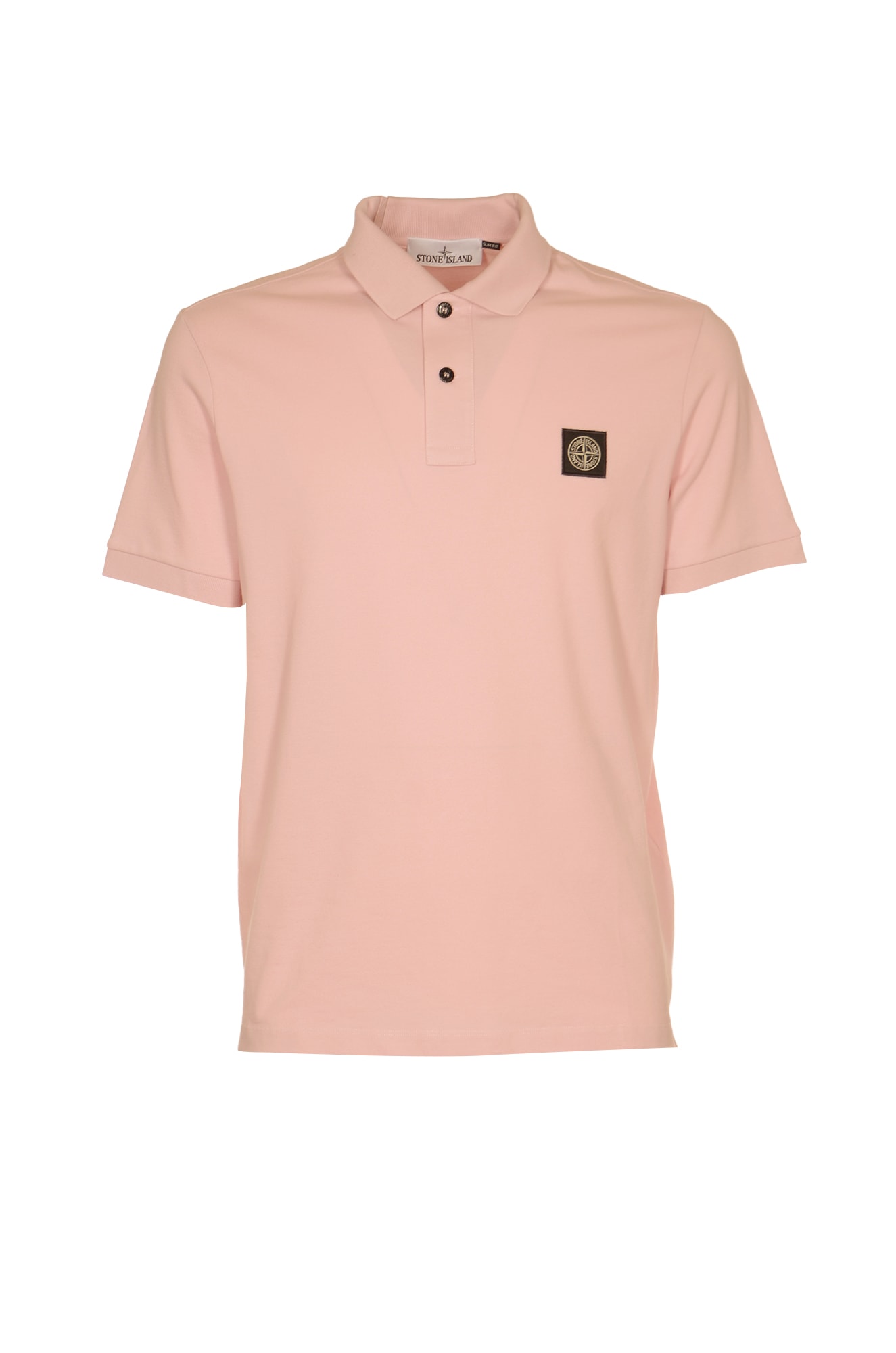 Stone Island Logo Patch Polo Shirt In Pink