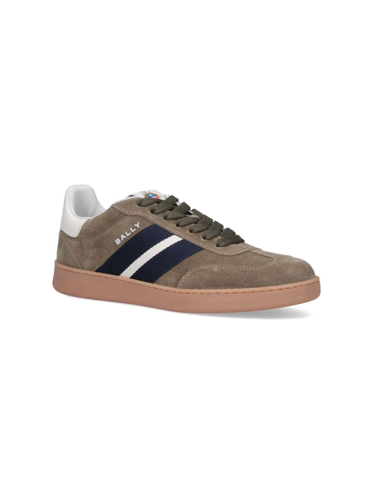 Bally Round Toe Suede Sneakers With Rubber Sole In Brown