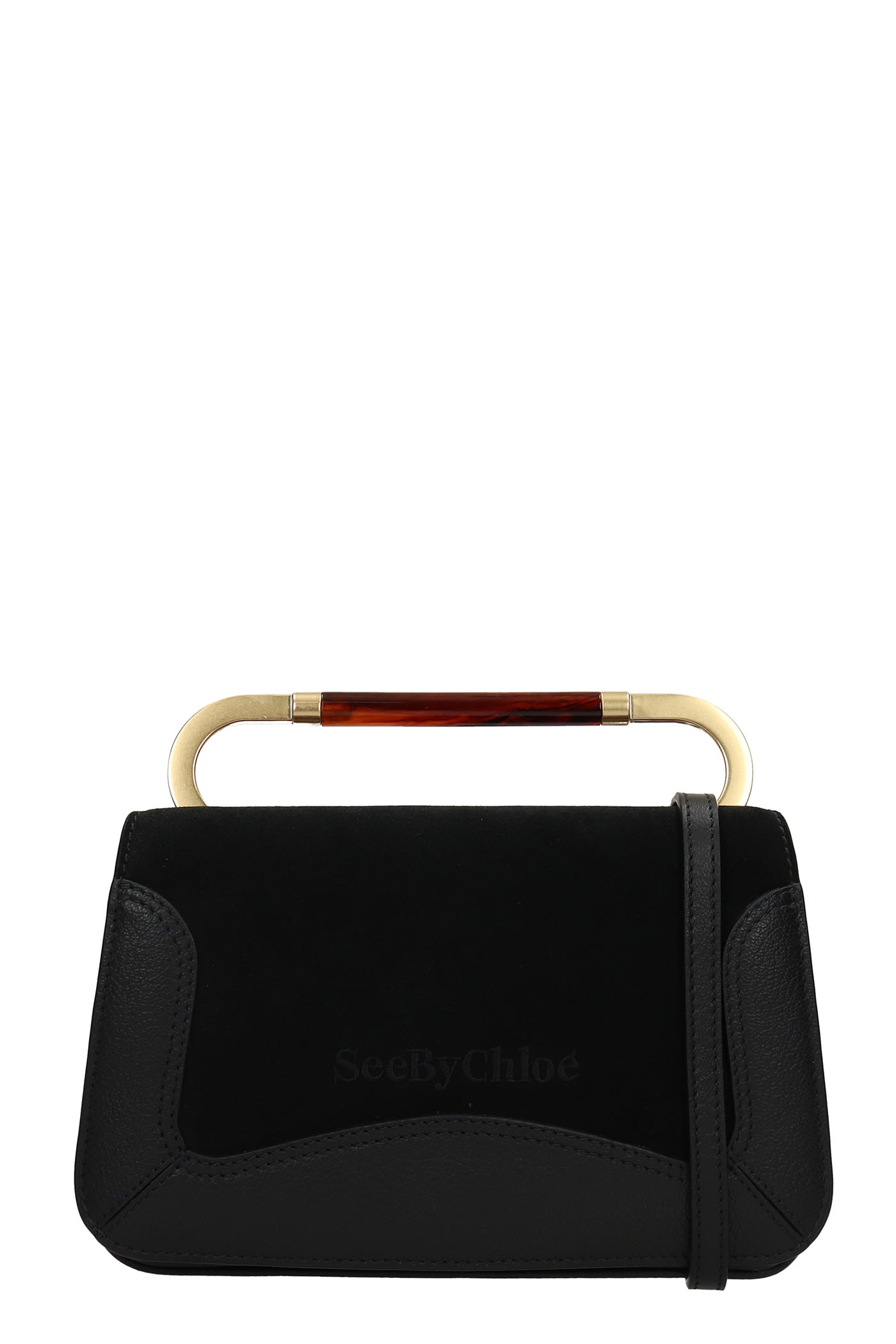 See by Chloé Ella Shoulder Bag In Black Suede And Leather