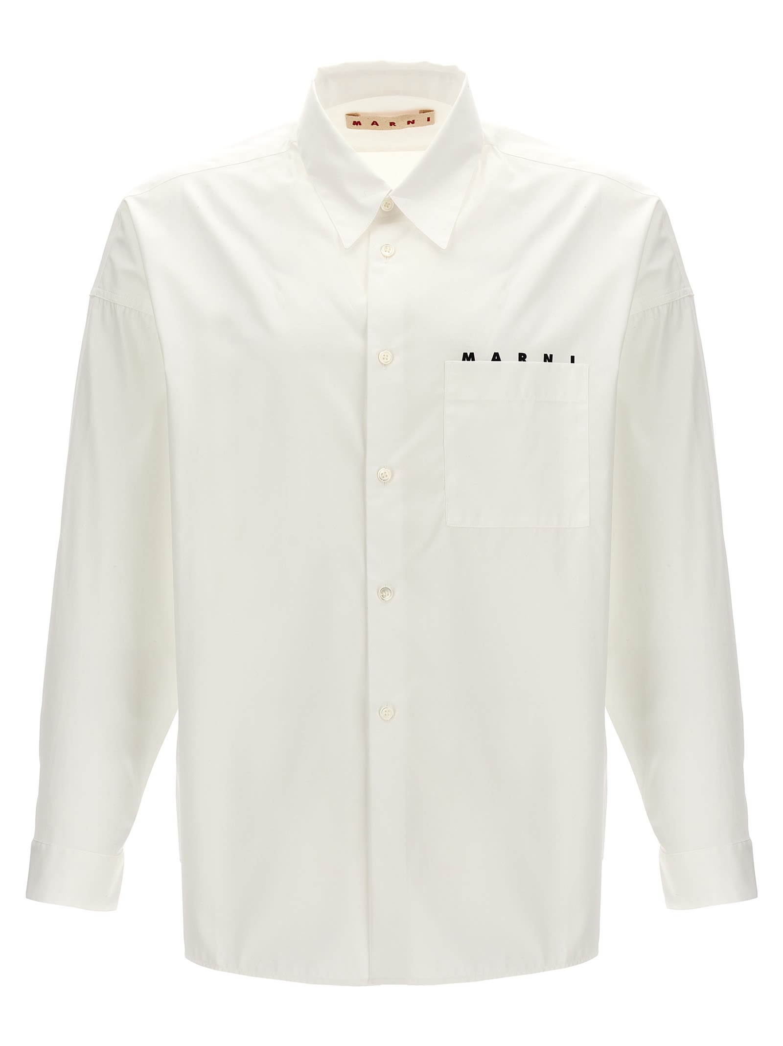 Shop Marni Logo Print Shirt In White