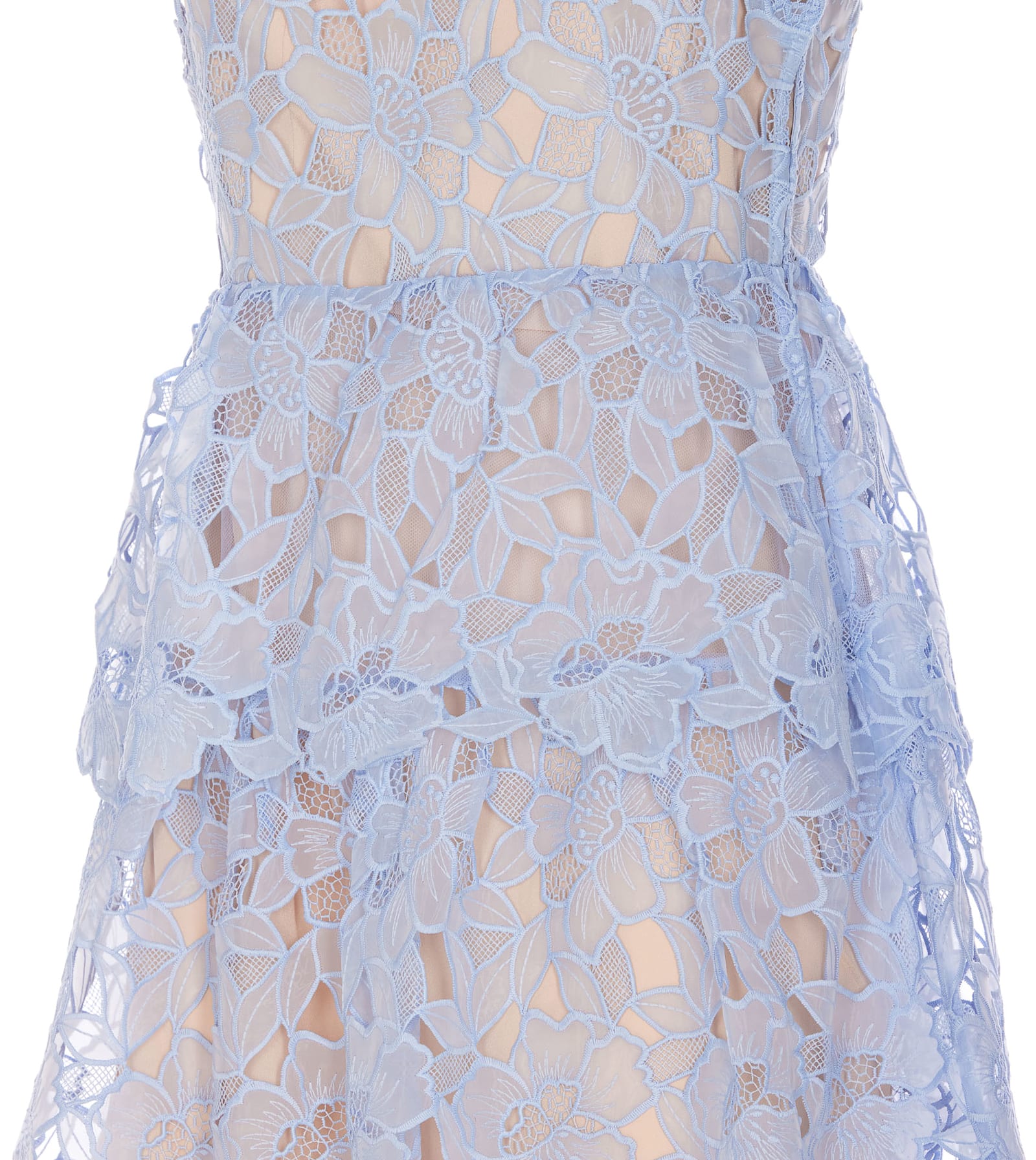 Shop Self-portrait Lace Midi Dress In Blue