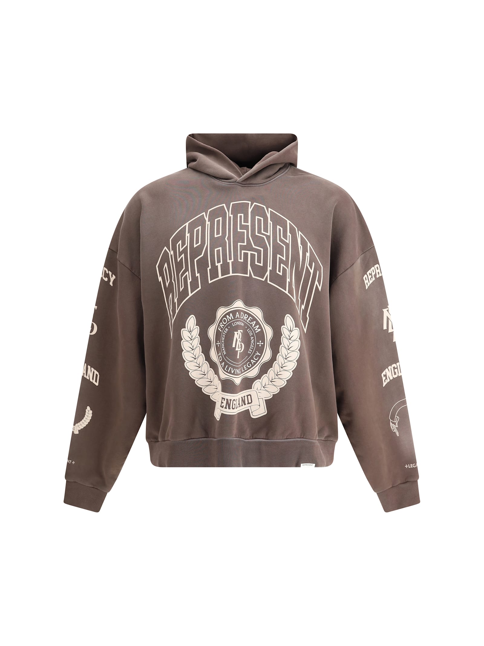 Represent Cotton Legacy Crest Hoodie In Brown