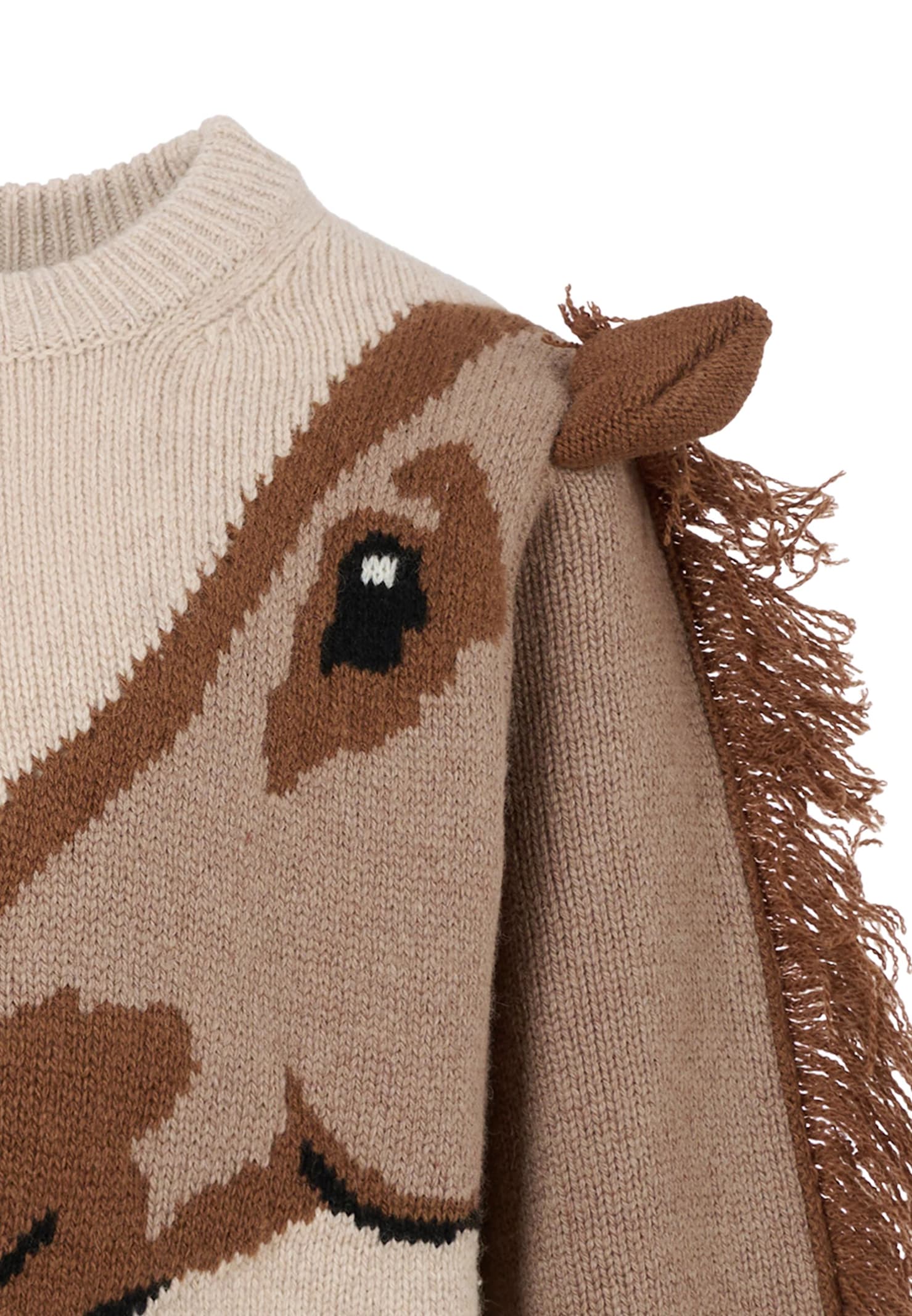 Molo Beige Sweater For Girl With Horse In Brown
