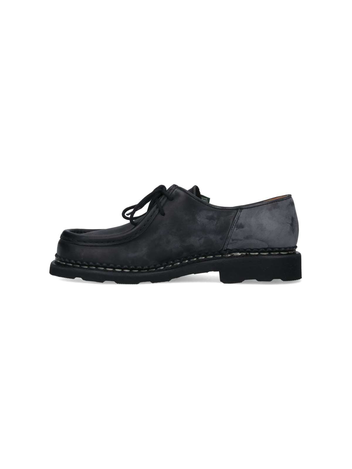 Paraboot Distressed Lace-up Leather Shoes In Black