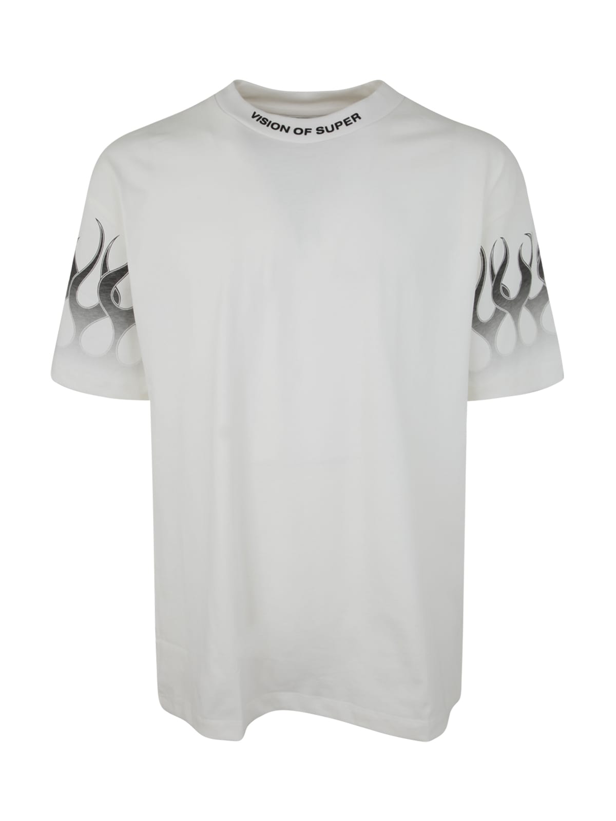 Vision Of Super White/ Black Flames T-shirt In Off White Black