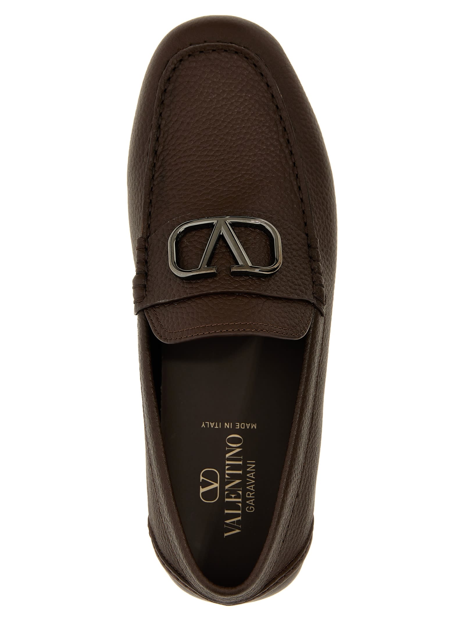 Shop Valentino Garavani Vlogo Signature Loafers In Brown