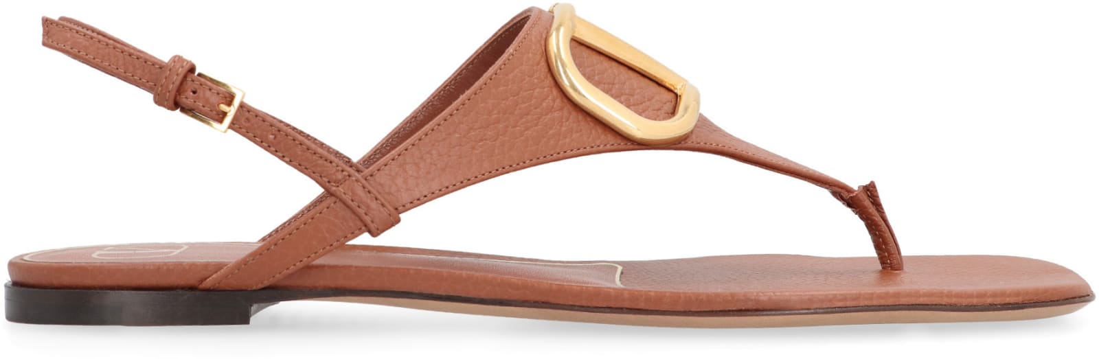 Shop Valentino Garavani - Leather Thong-sandals In Brown