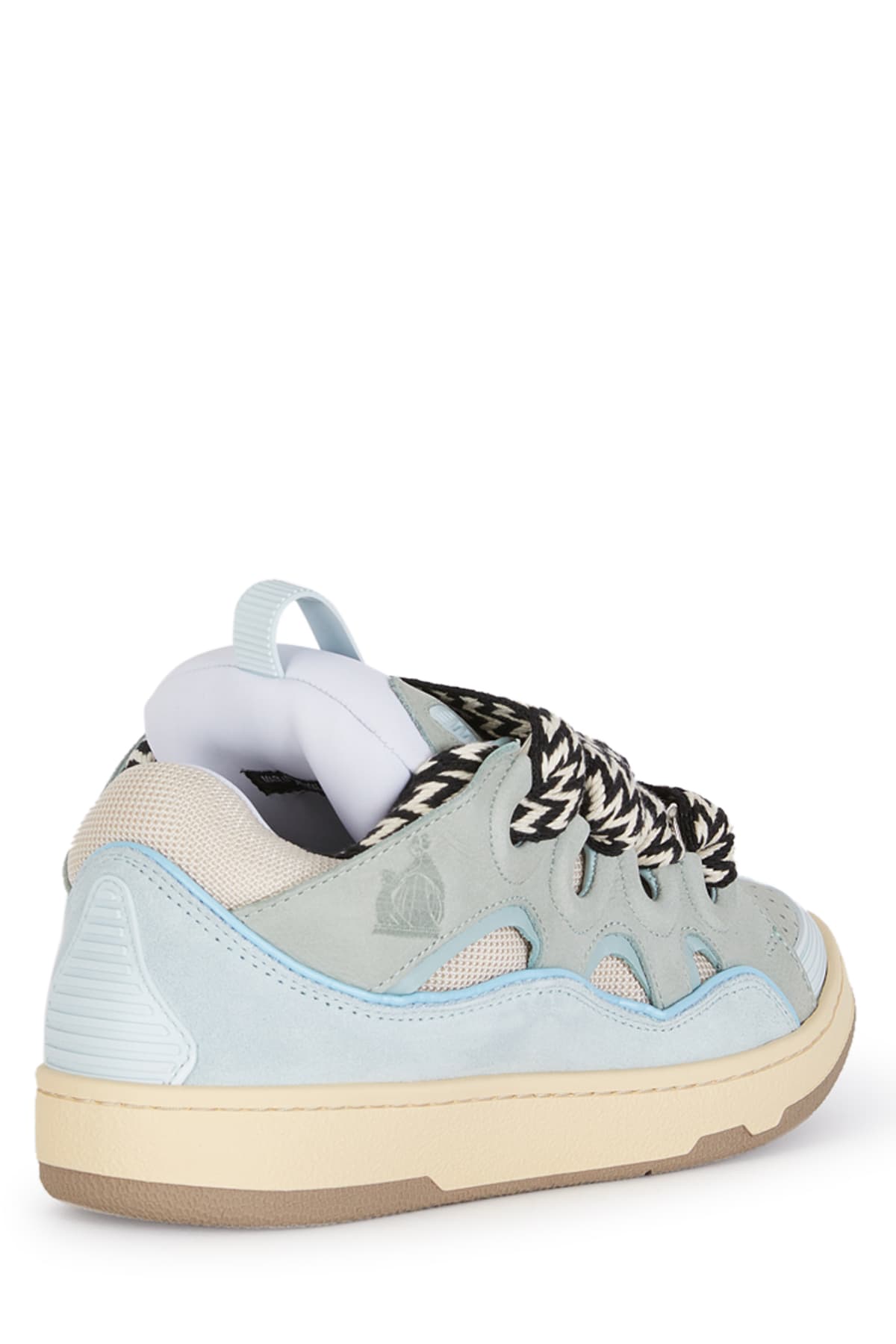 Lanvin Curb Multicolor Low-top Sneaker With Oversized Laces In Leather Woman In Blue