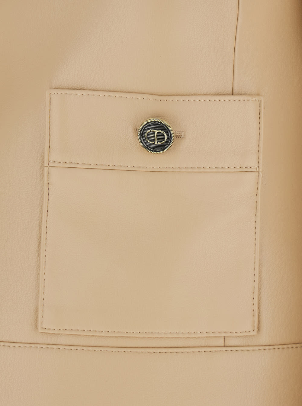 Twinset Beige Crewneck Jacket With Logo Buttons In Beige