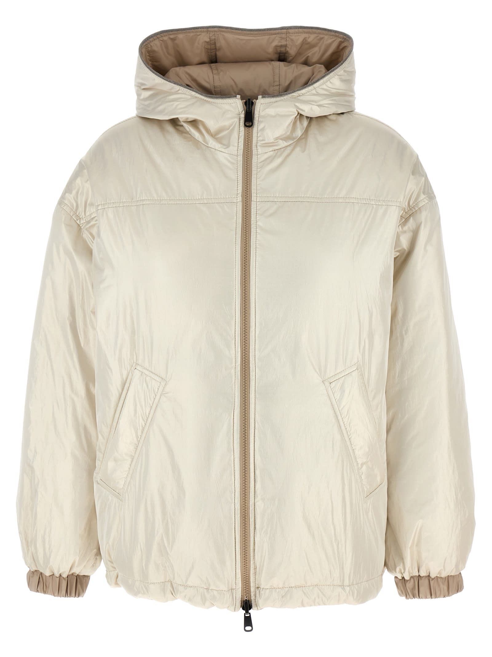 BRUNELLO CUCINELLI LAMINATED REVERSIBLE DOWN JACKET 