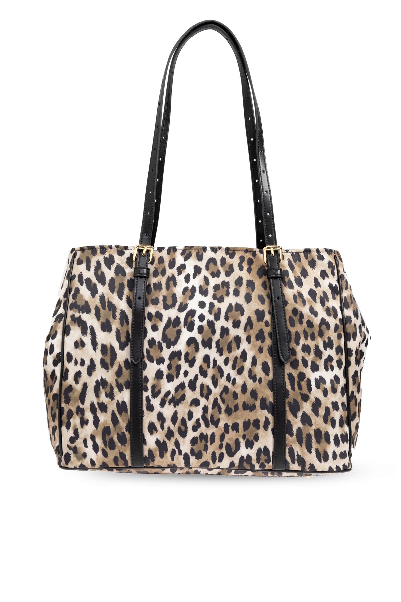 Shop Moschino Animal Print Shopper Bag In Beige