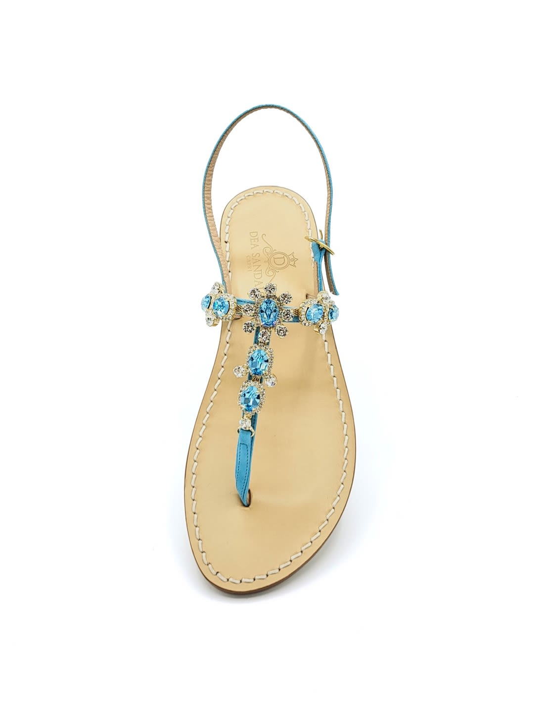 Via Krupp Turquoise Suede Jewel Sandals