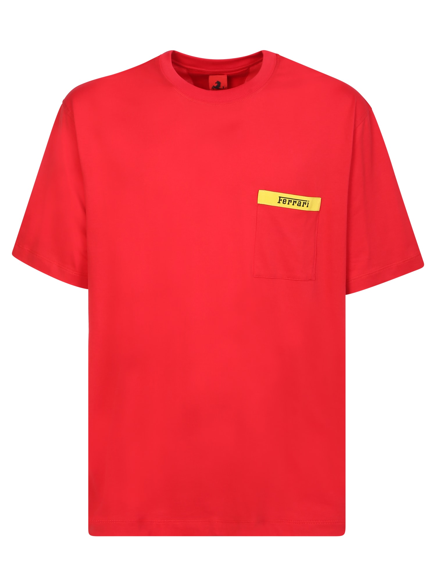 Shop Ferrari Logo Pocket T-shirt In Red
