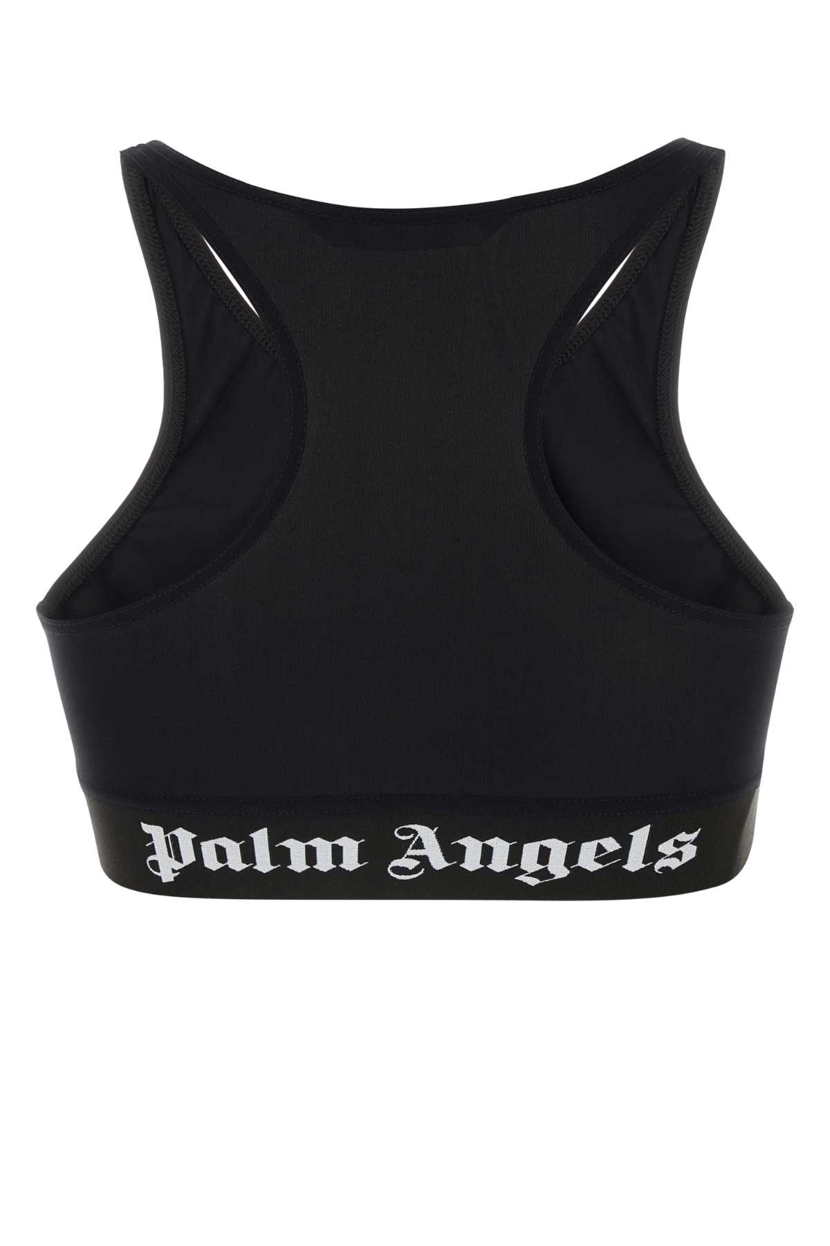 Shop Palm Angels Black Stretch Nylon Crop-top In Blackwhit