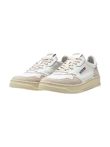 Autry Medalist White Low Top Sneakers With Beige Suede Details In Leather Man In White