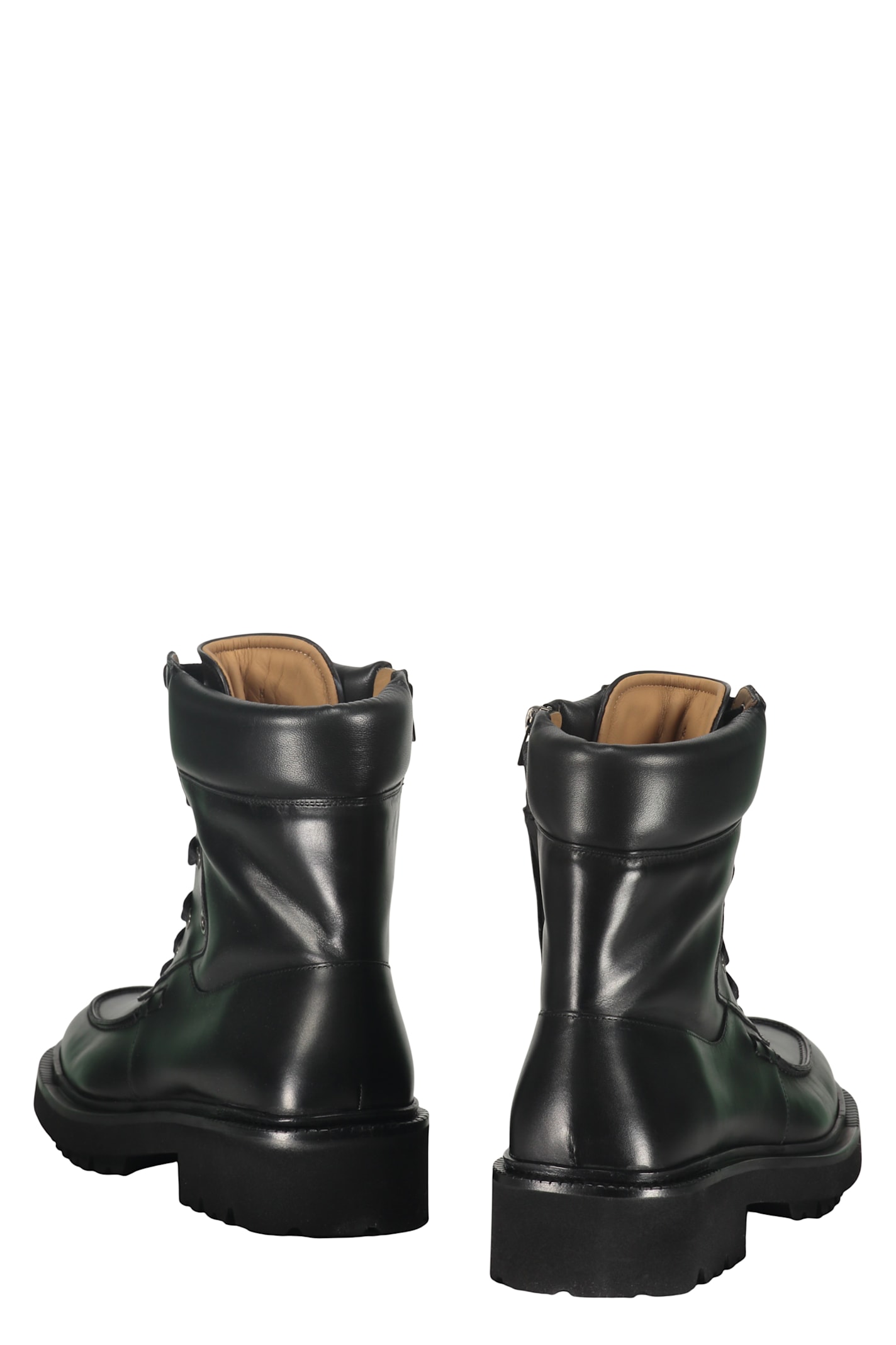 Ferragamo Leather Lace-up Boots In Black