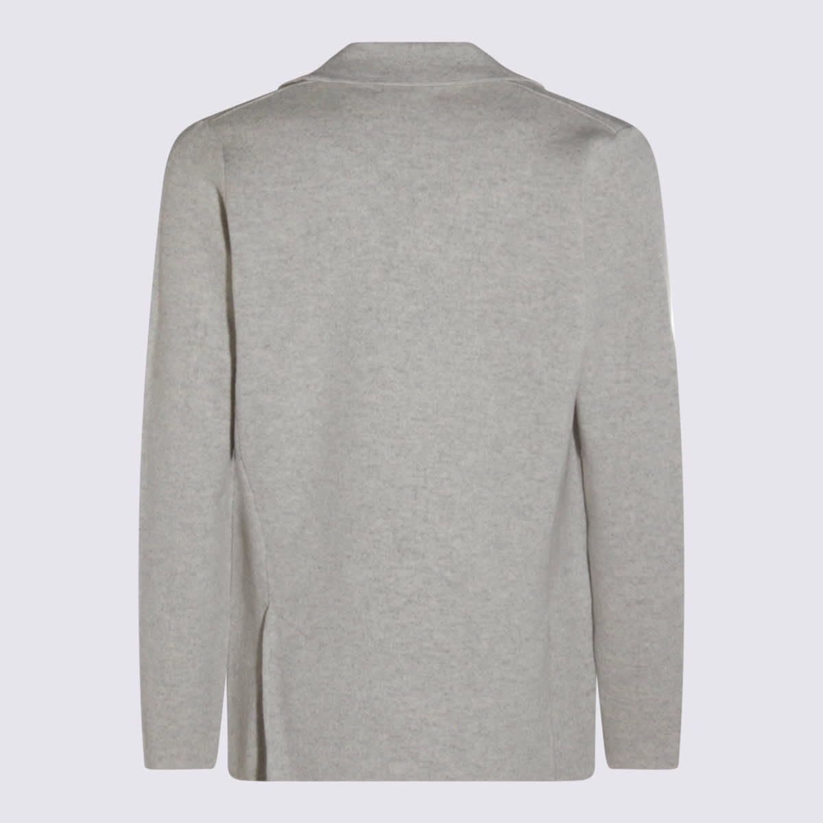 Lardini Crewneck Sweater With Notch Lapel And Patch Pockets In Gray