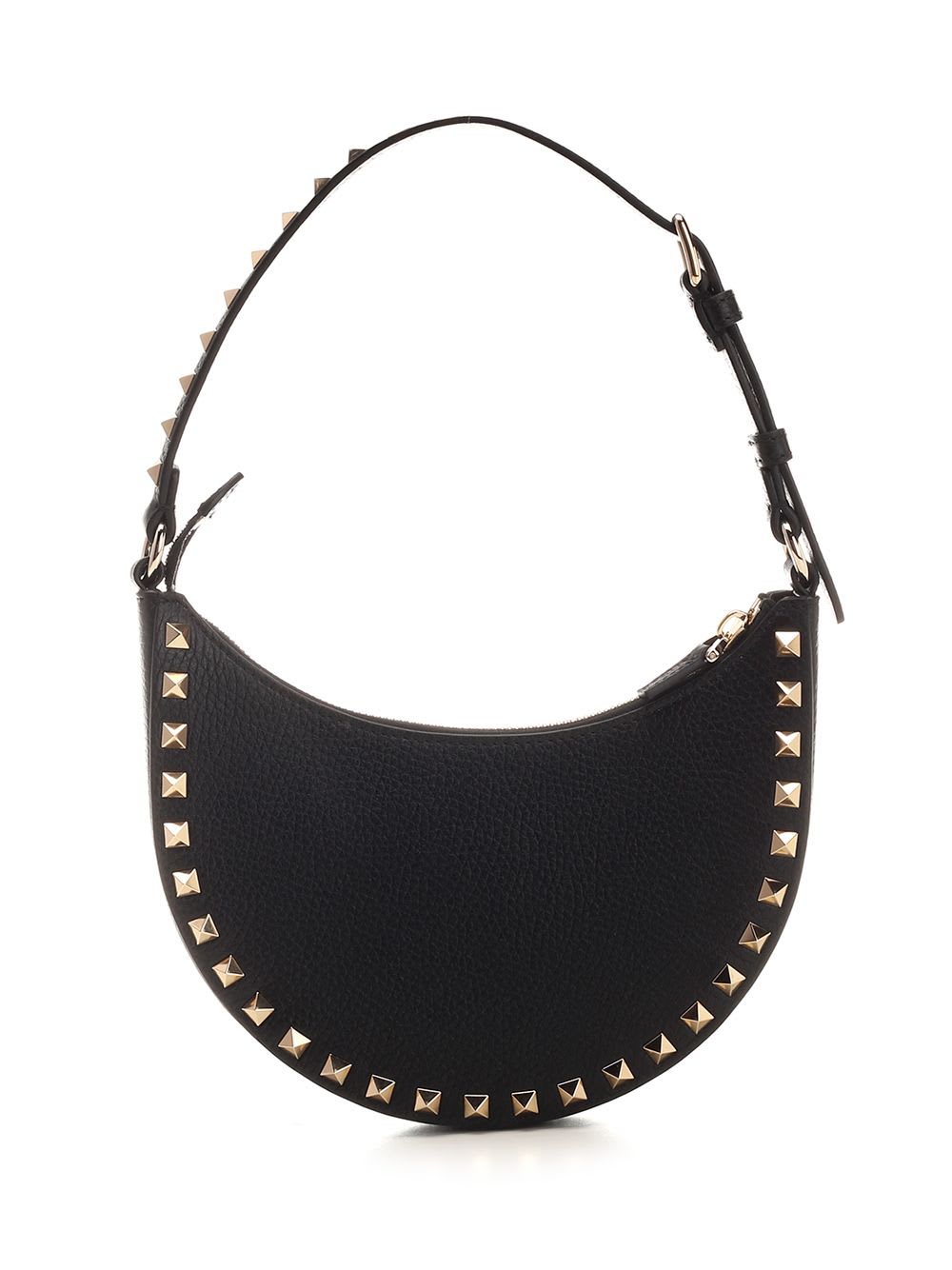 Valentino Mini Rockstud Calf Leather Hobo Bag In Black