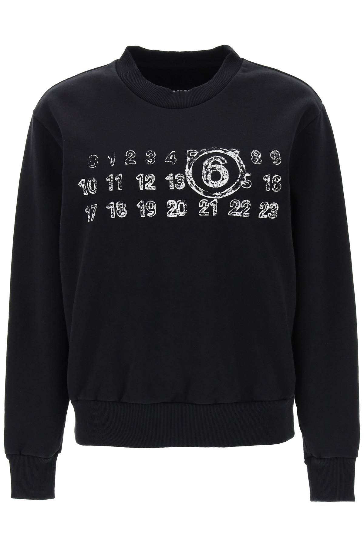 Mm6 Maison Margiela Crew-neck Sweatshirt With Numeric Logo In Black