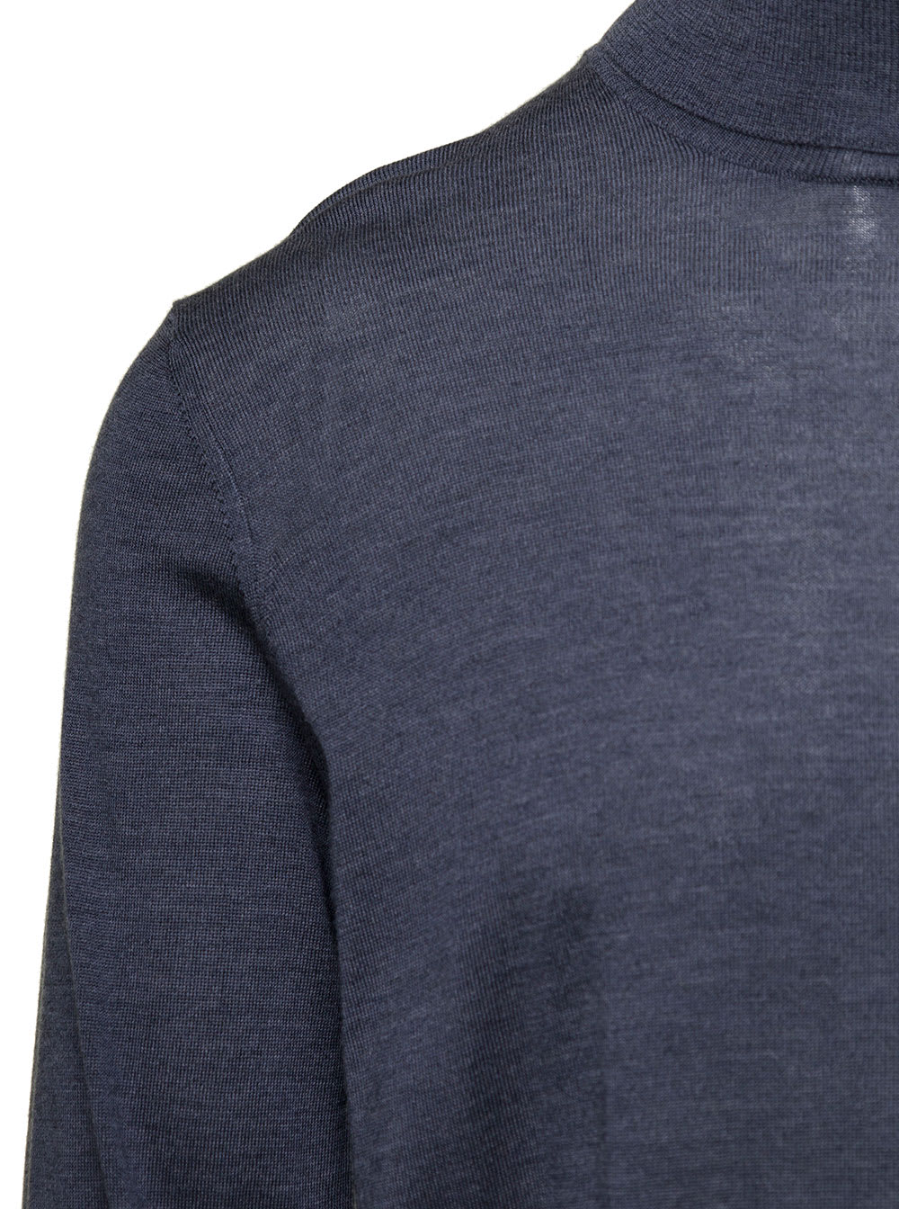 Shop Laneus Grey Sweater With Turtleneck And Ribbed Trim In Wool And Silk Man