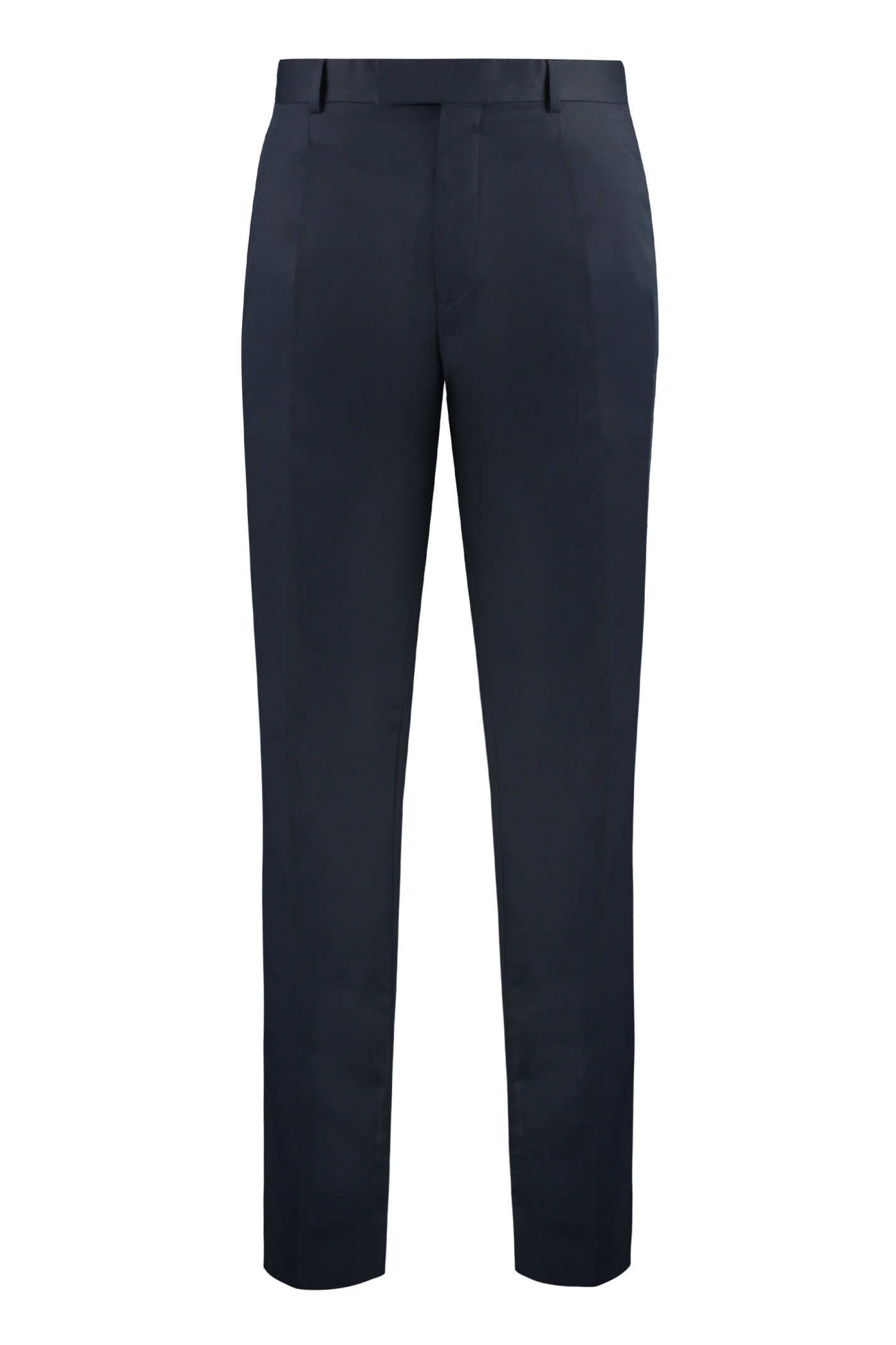 Shop Zegna Stretch Cotton Chino Trousers In Blue