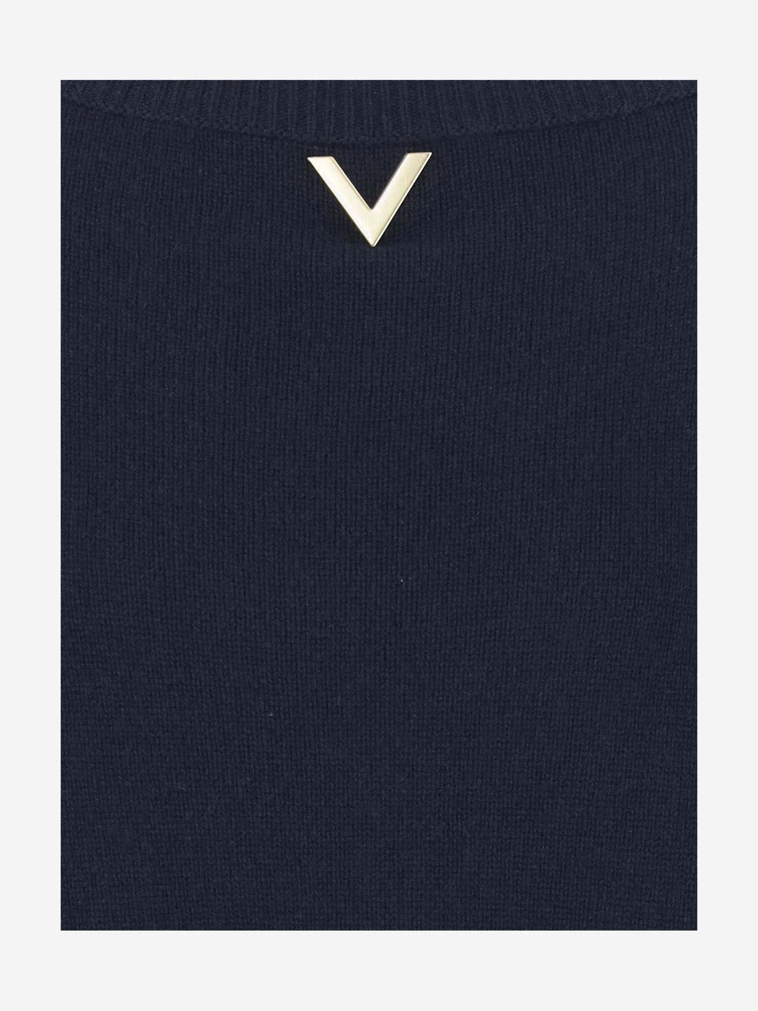 Shop Valentino Cashmere Sweater With Logo In Blue