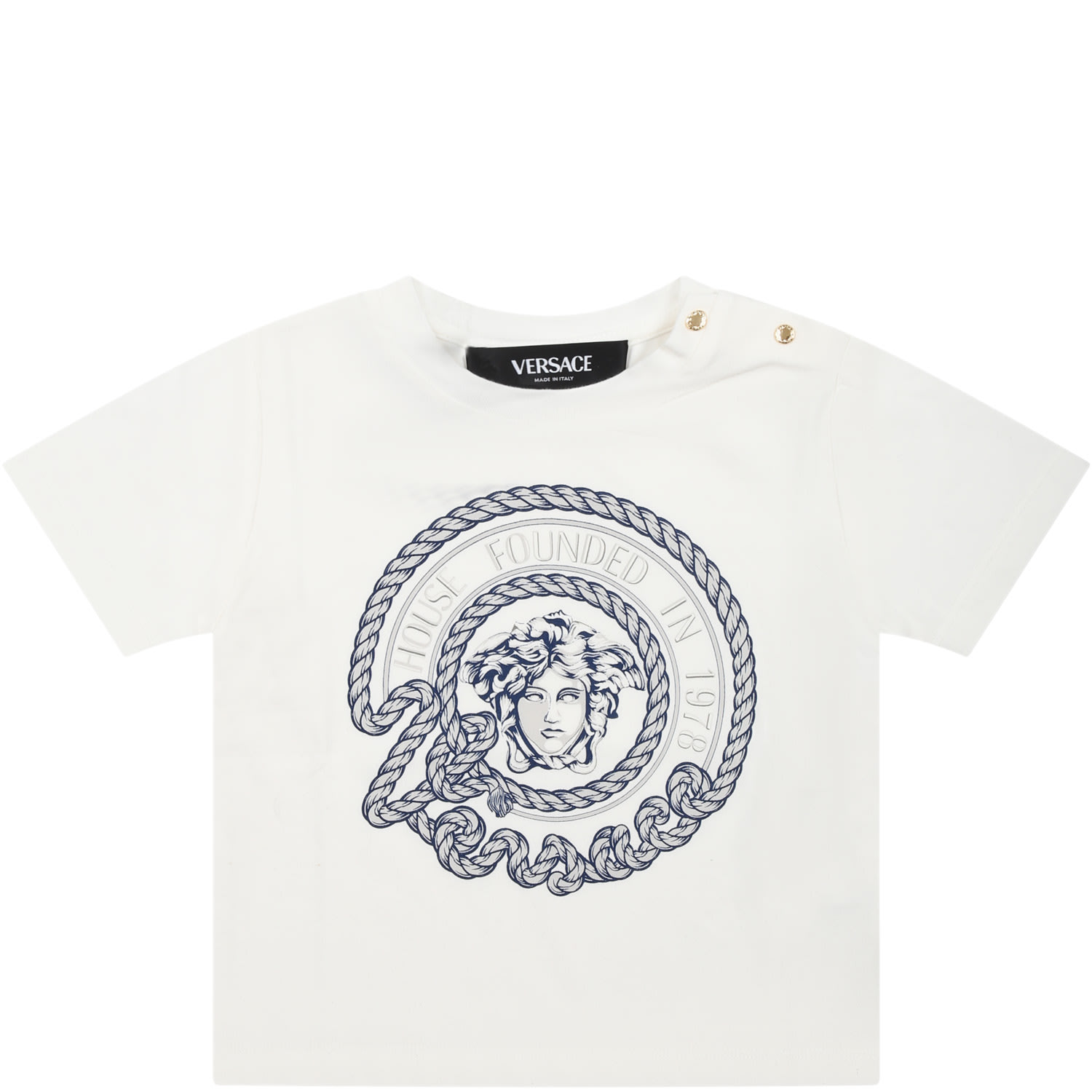 Versace White T-shirt For Baby Boy With Medusa Logo