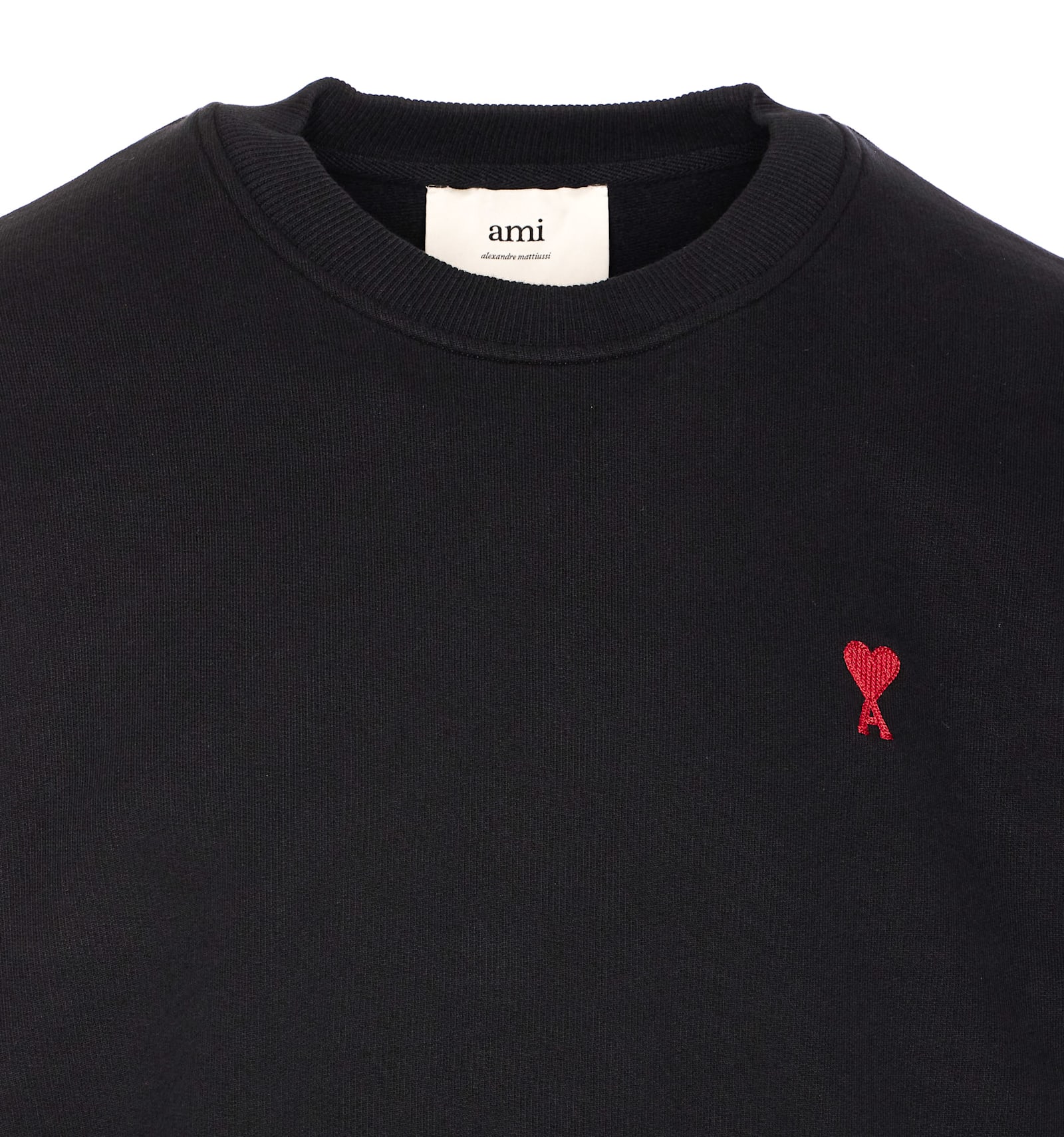 Ami Alexandre Mattiussi Ami Navy Blue Cotton Jersey Sweater With Signature Embroidered Motif In Black