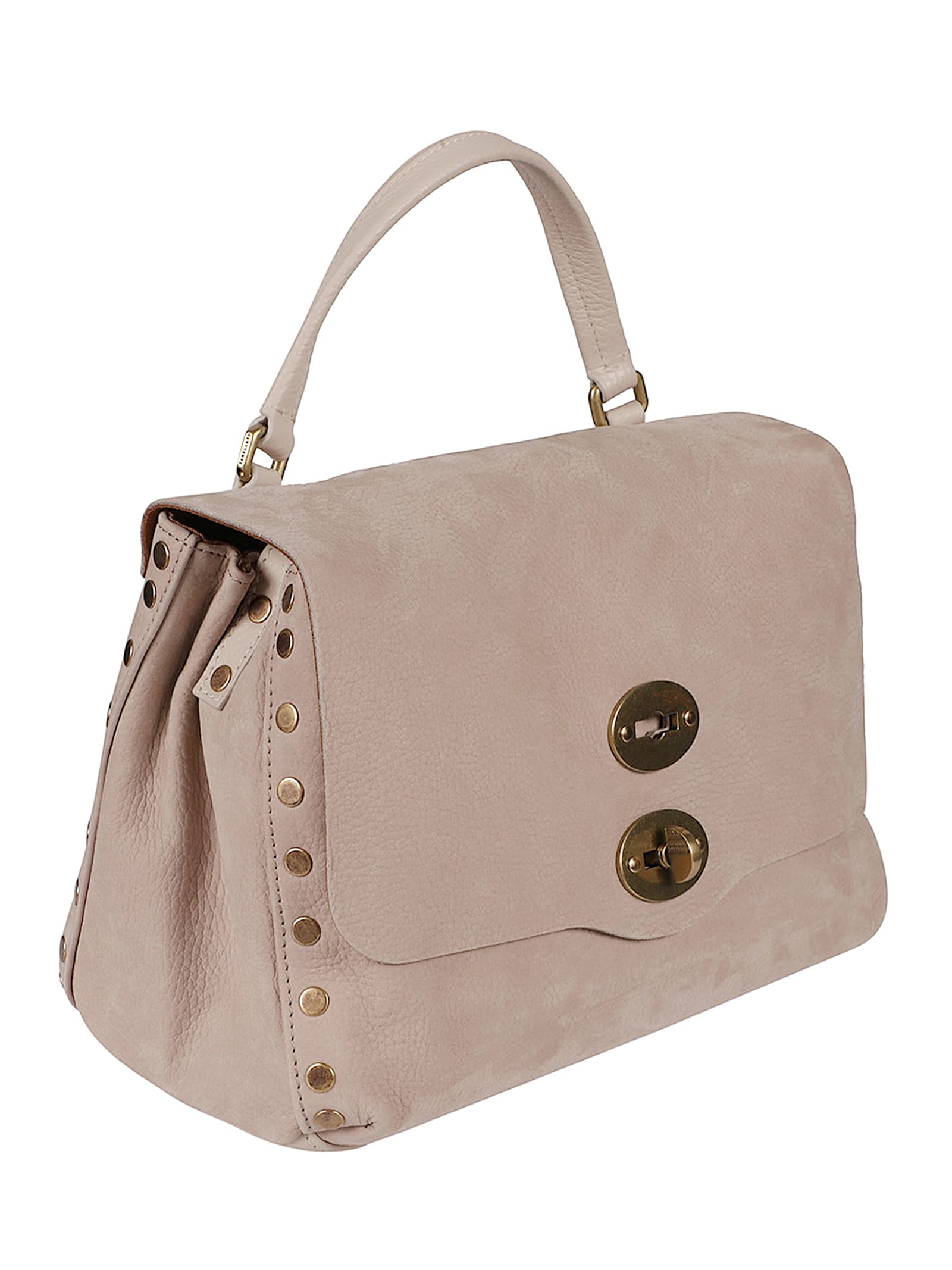 Zanellato Structured Beige-mauve Handbag With Gold Turn-lock Clasp In Neutral