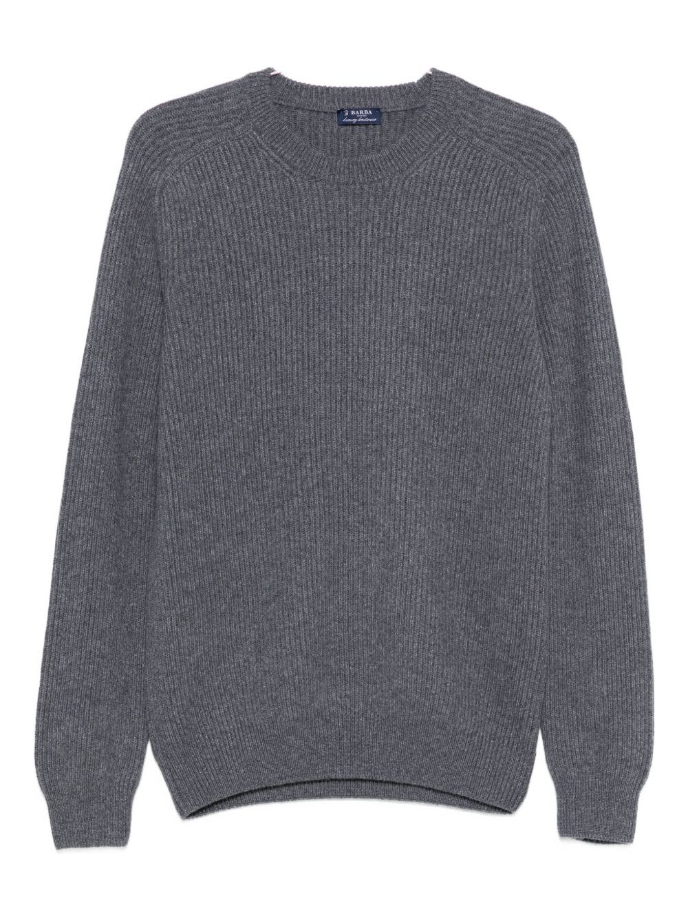 Barba Napoli Barba Gray Crewneck Long-sleeved Sweater In Multi