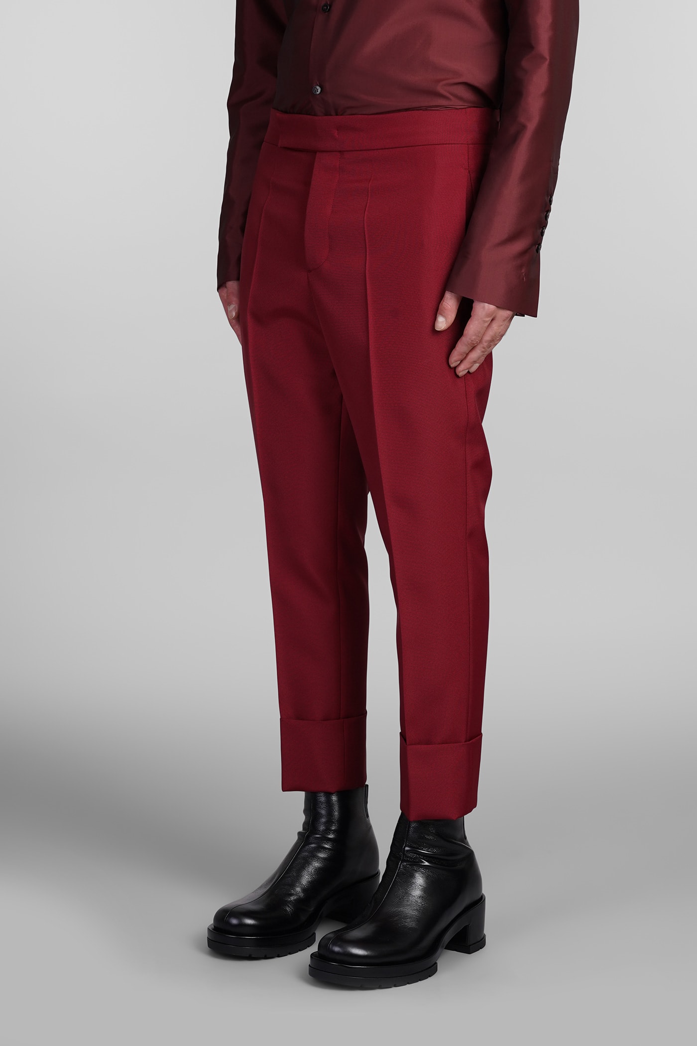 Shop Sapio N7 Pants In Bordeaux Polyester