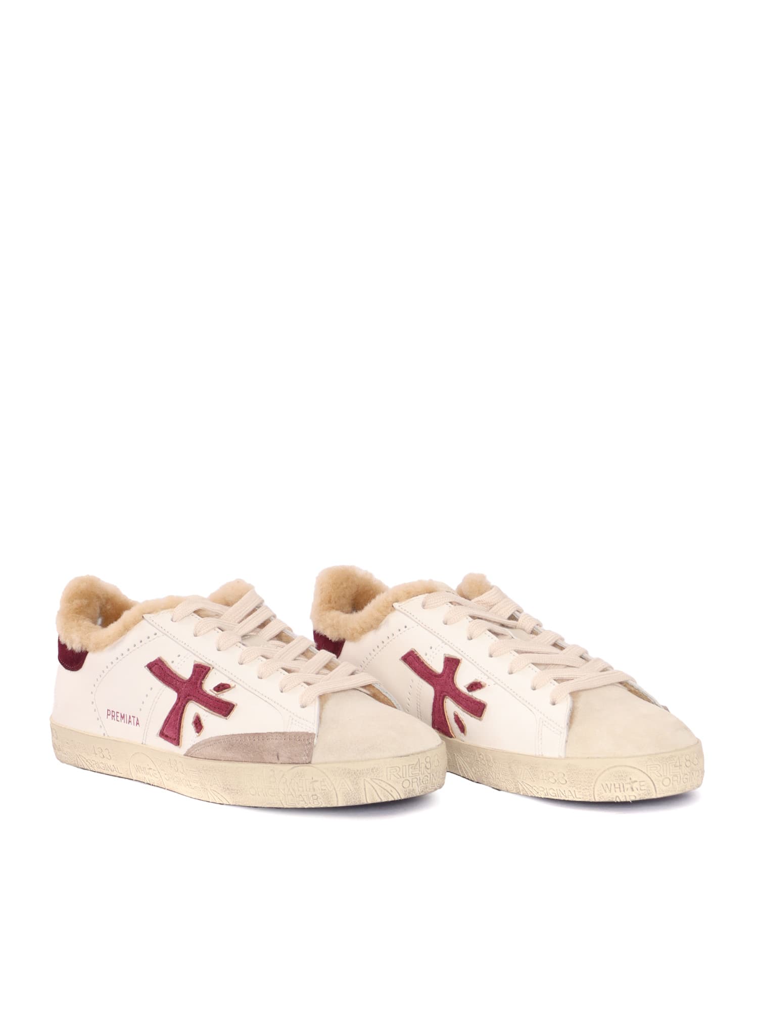 Premiata Low-top Sneakers In Smooth And Hairy Calf Leather In Multi