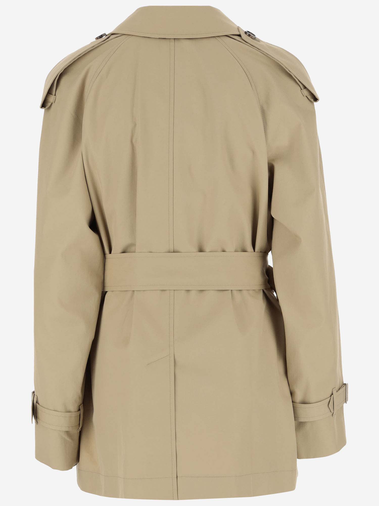 Shop Burberry Cotton Gabardine Short Trench Coat In Beige