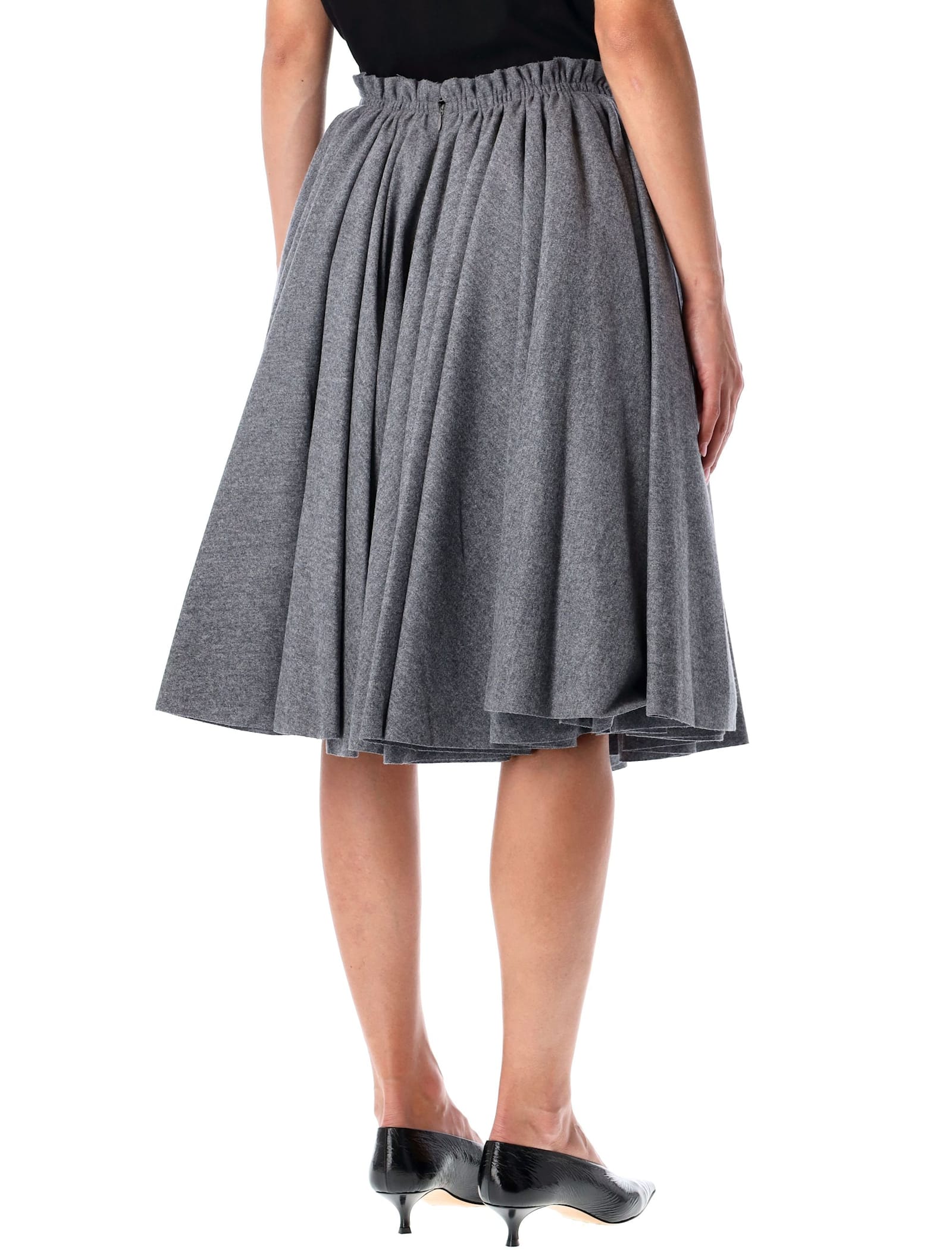 Ami Alexandre Mattiussi Ami Paris Corolla Wool Flannel Midi Skirt In Gray