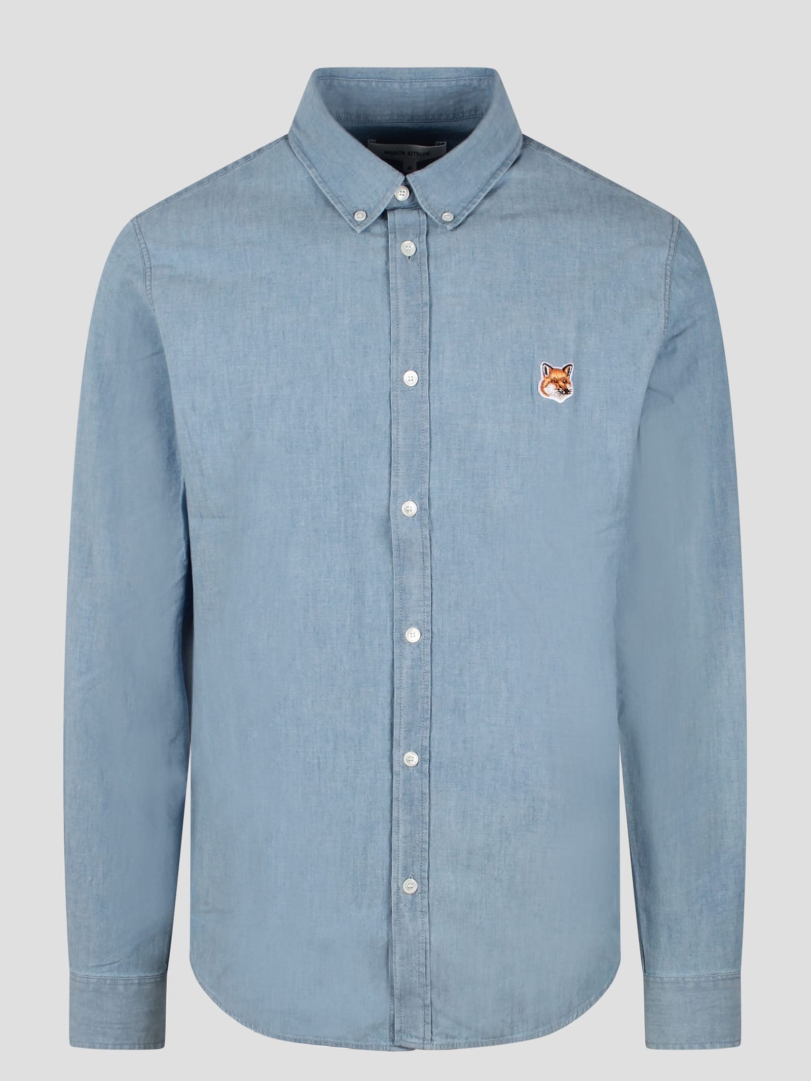 Shop Maison Kitsuné Fox Head Classic Shirt In Blue