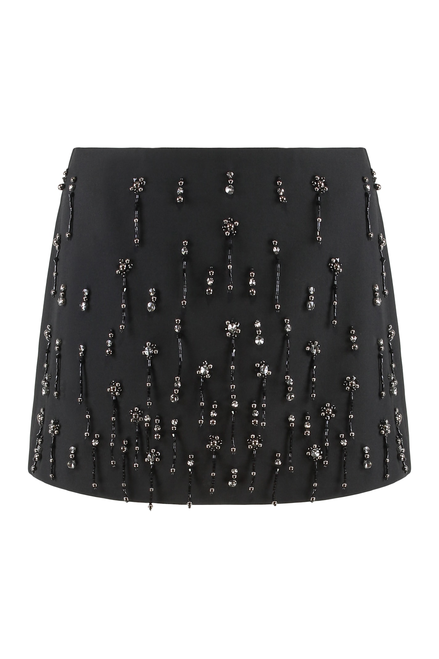 Pinko Miniskirt Memory With Crystals And Pearls In Black