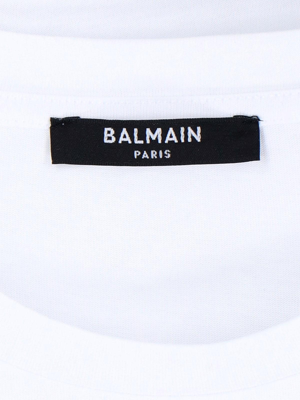 Balmain Logo Buttons T-shirt In Gab Blanc Noir