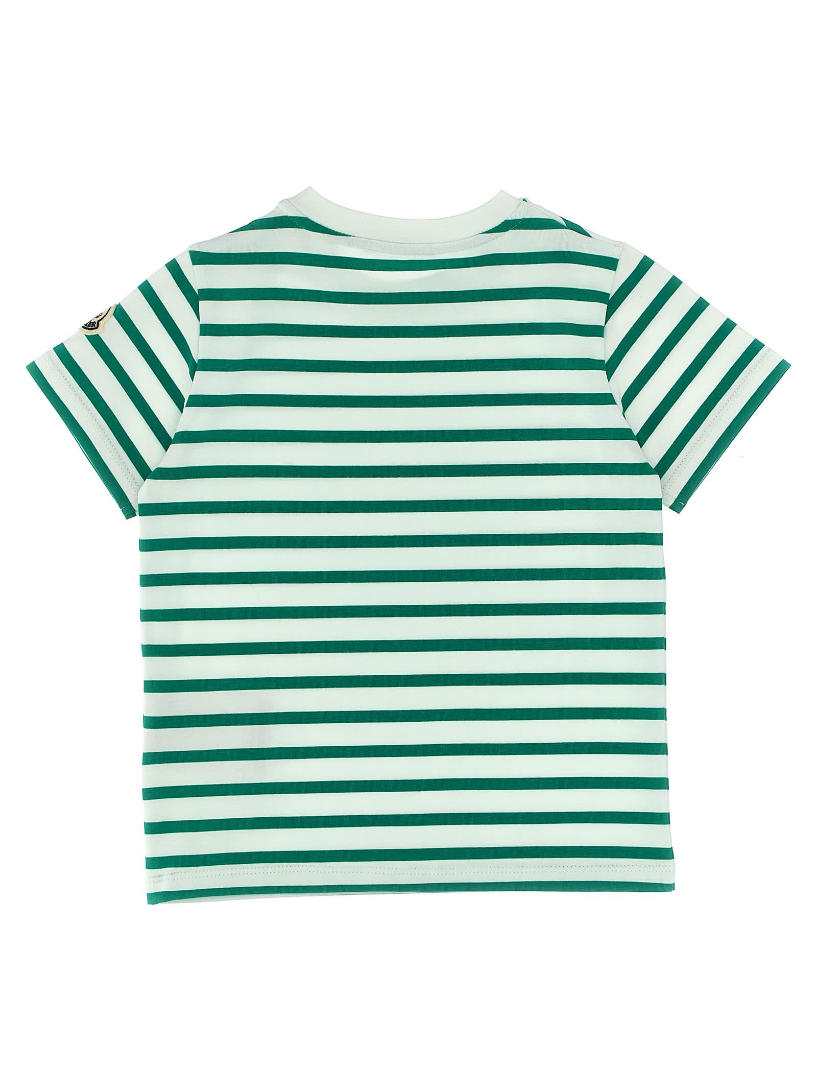 Shop Moncler Striped T-shrit In Green