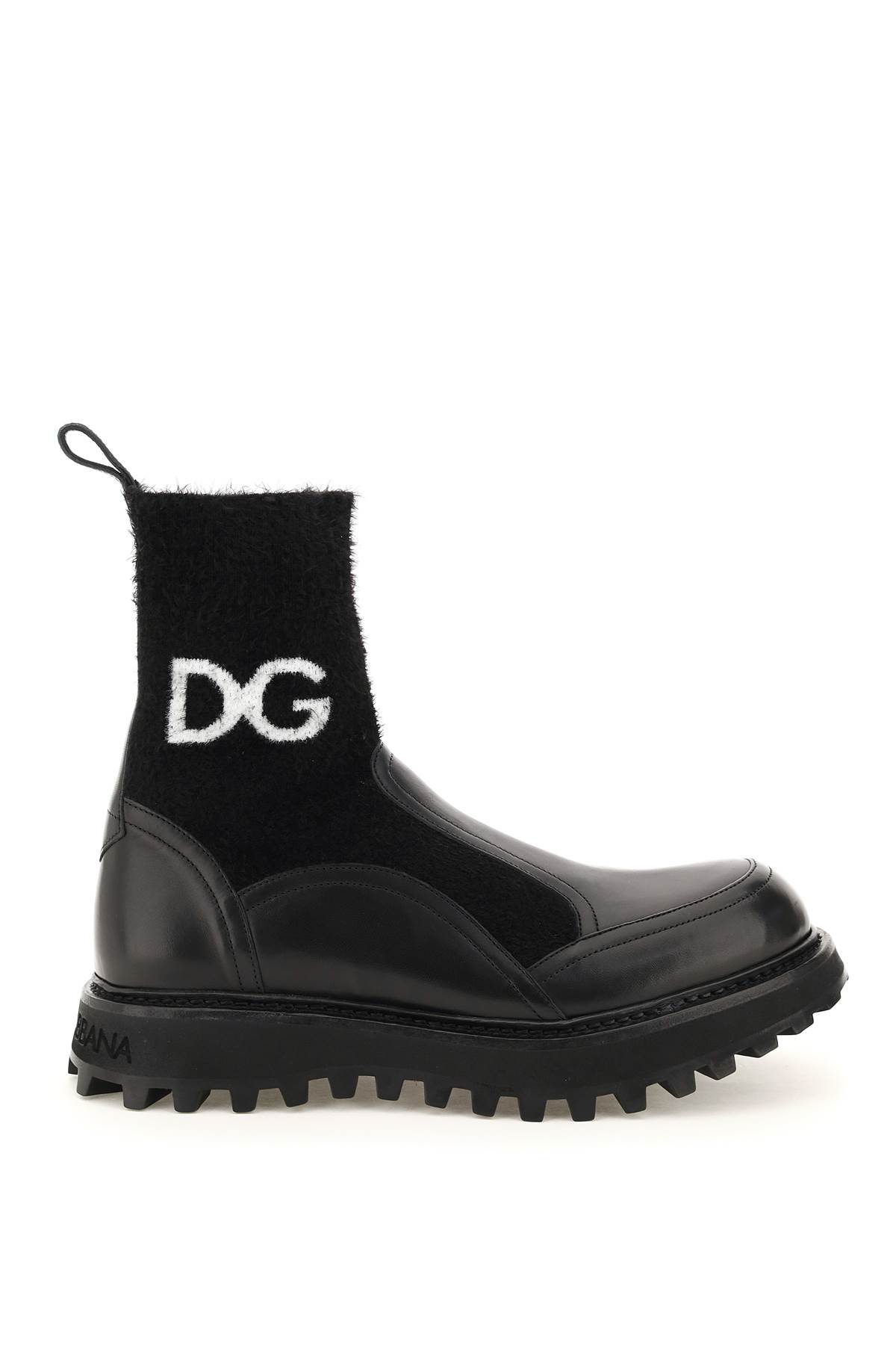 Dolce & Gabbana Logo Knit Ankle Boots