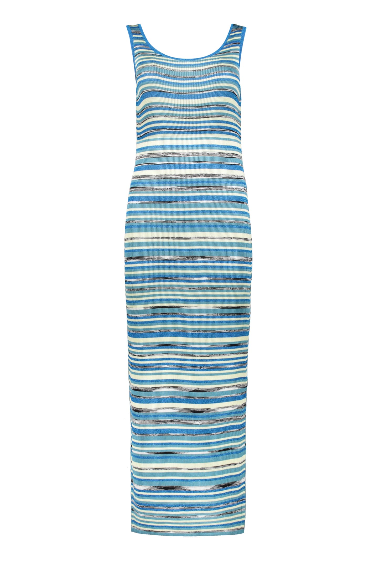 Missoni Ribbed Knit Dress In Blue