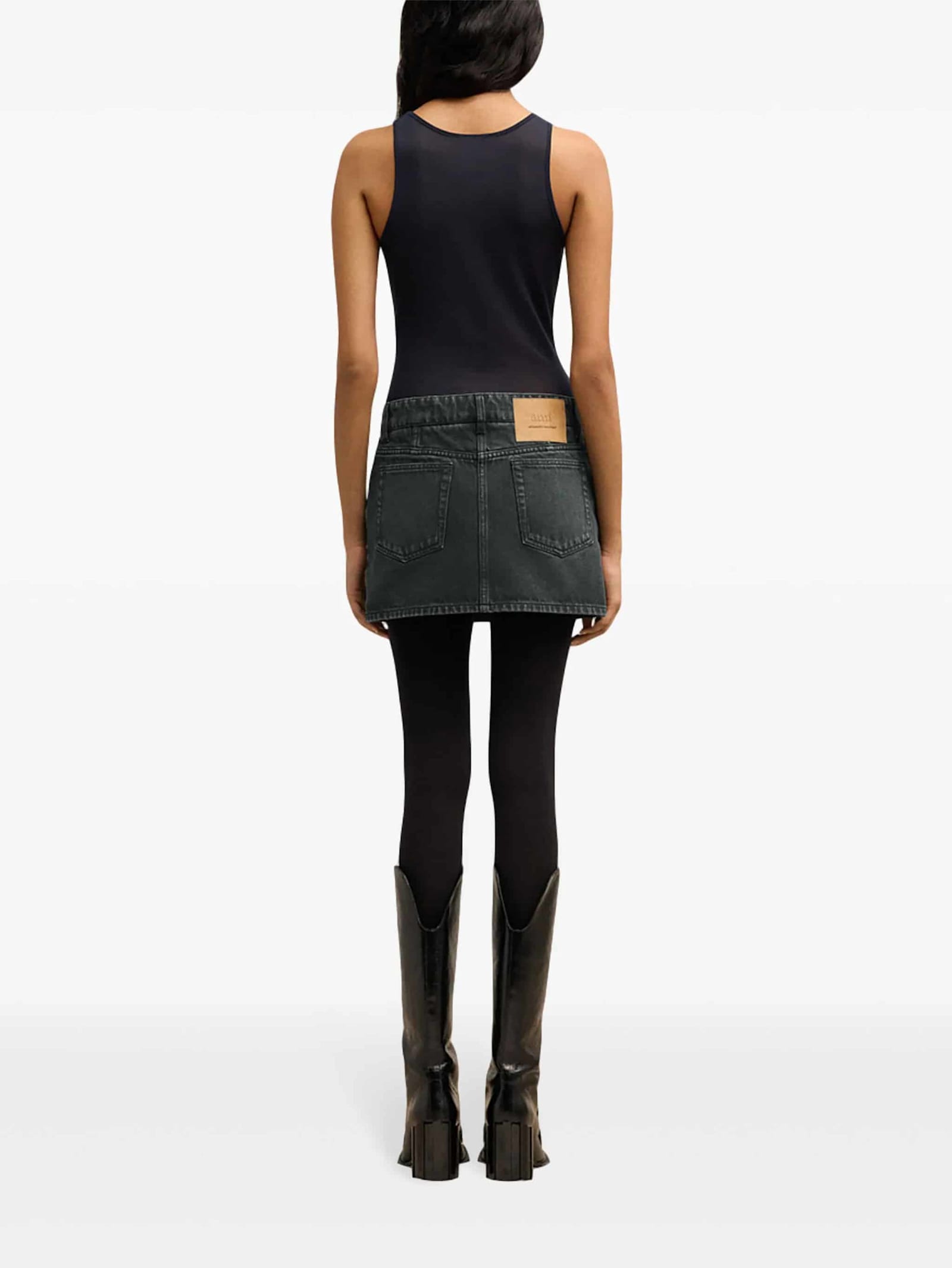 Shop Ami Alexandre Mattiussi Minigonna Jeans In Black